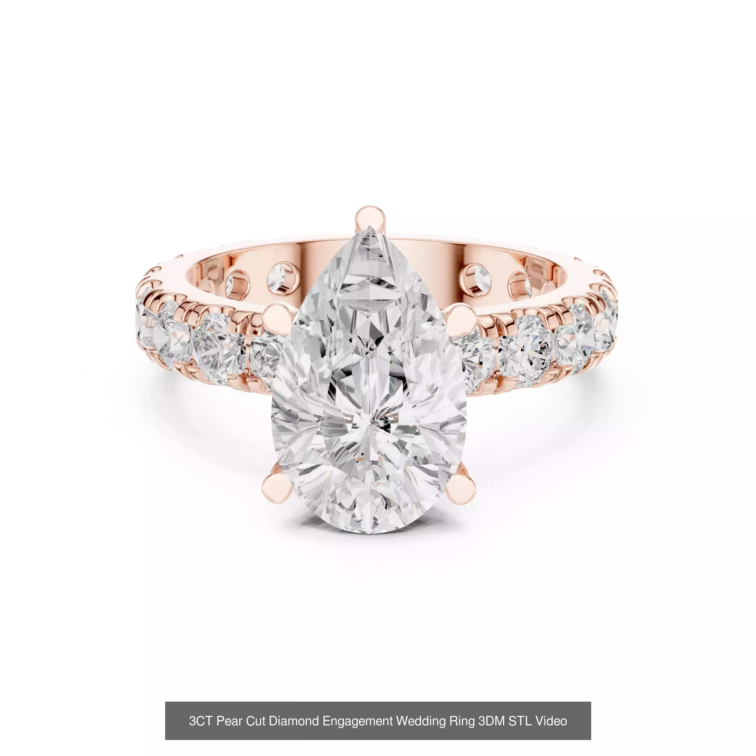 183 Pear Cut Diamond Ring 3DM STL OBJ FBX 3 Color Render Video 3D Model Collection_64