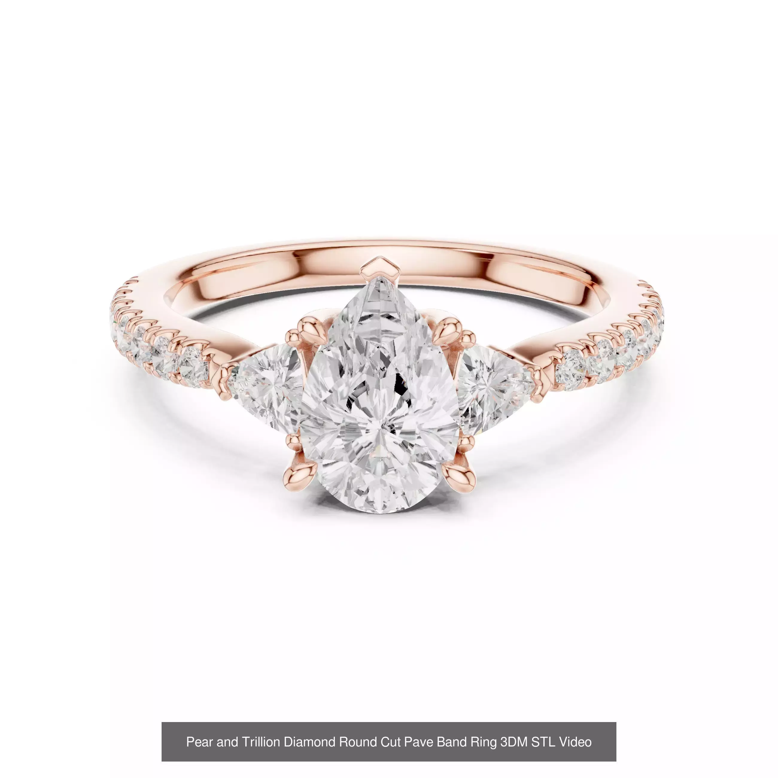 183 Pear Cut Diamond Ring 3DM STL OBJ FBX 3 Color Render Video 3D Model Collection_169