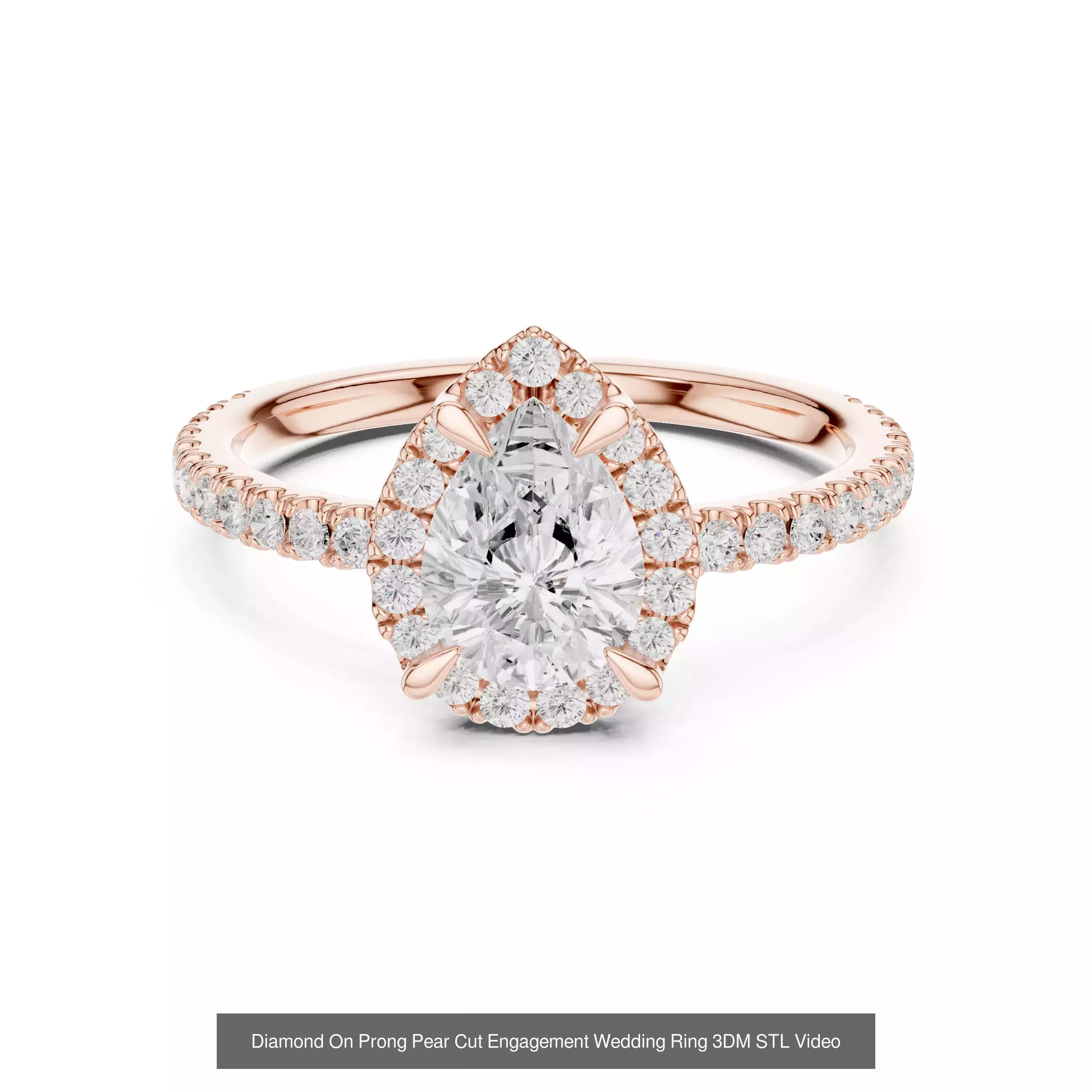 183 Pear Cut Diamond Ring 3DM STL OBJ FBX 3 Color Render Video 3D Model Collection_90
