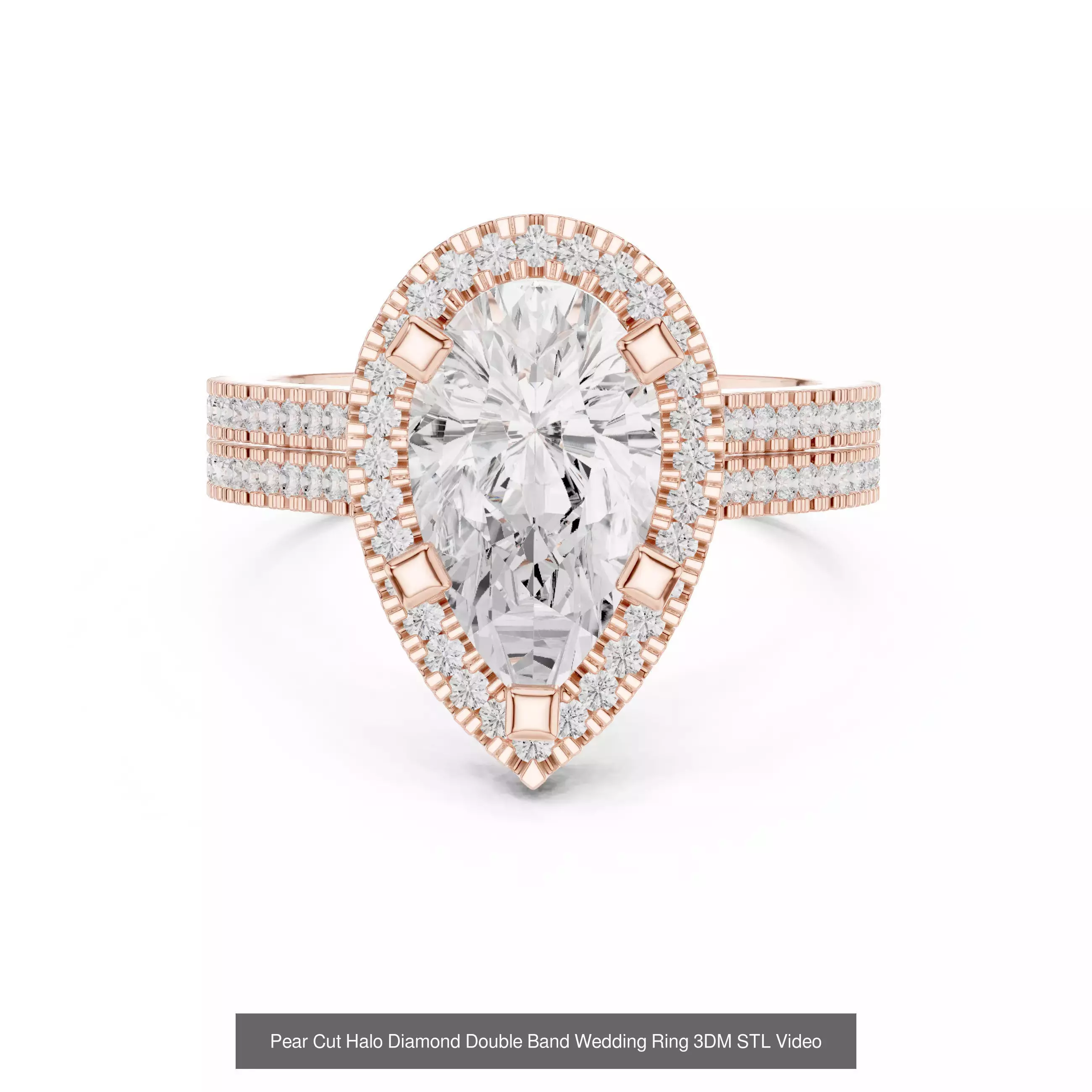 183 Pear Cut Diamond Ring 3DM STL OBJ FBX 3 Color Render Video 3D Model Collection_68