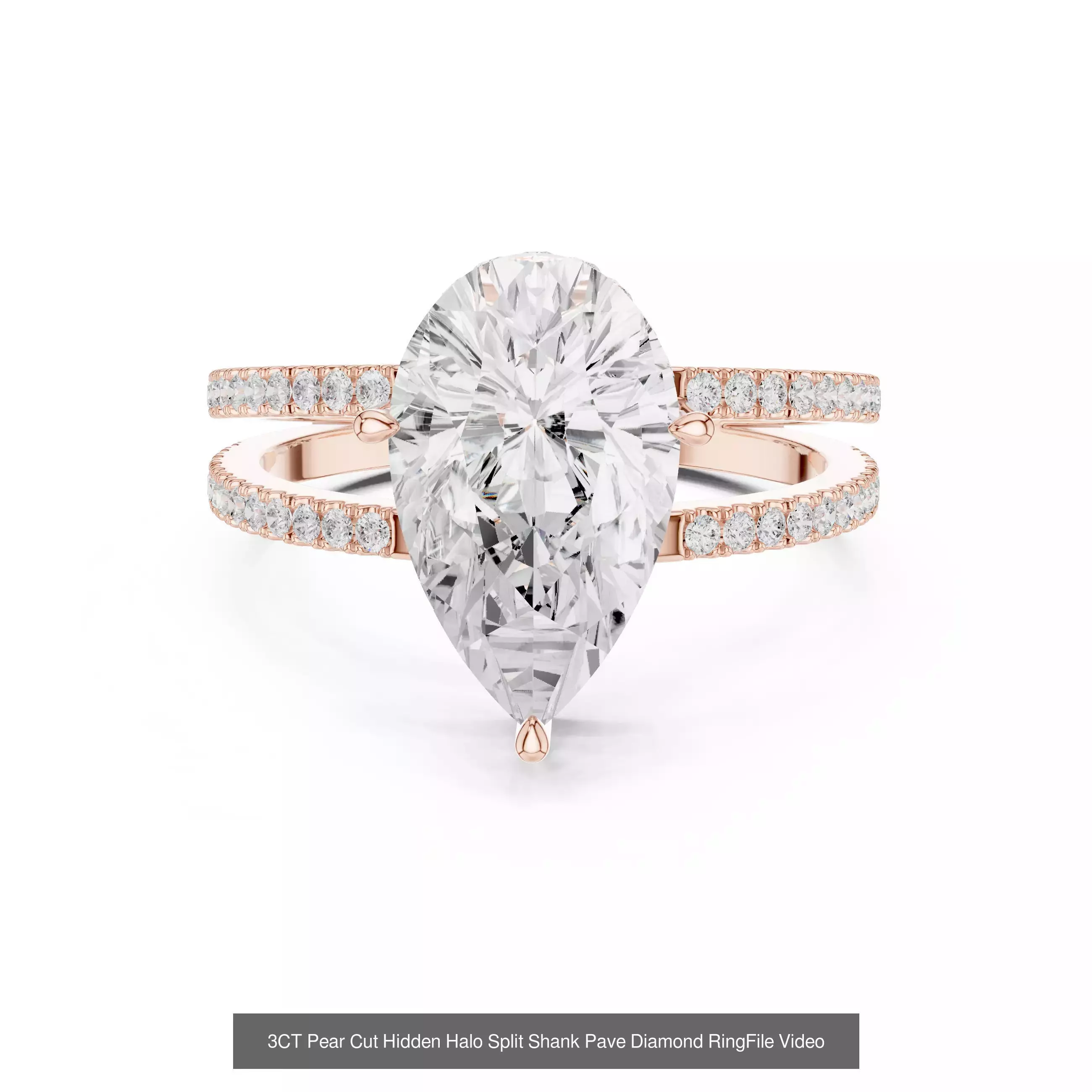 183 Pear Cut Diamond Ring 3DM STL OBJ FBX 3 Color Render Video 3D Model Collection_199