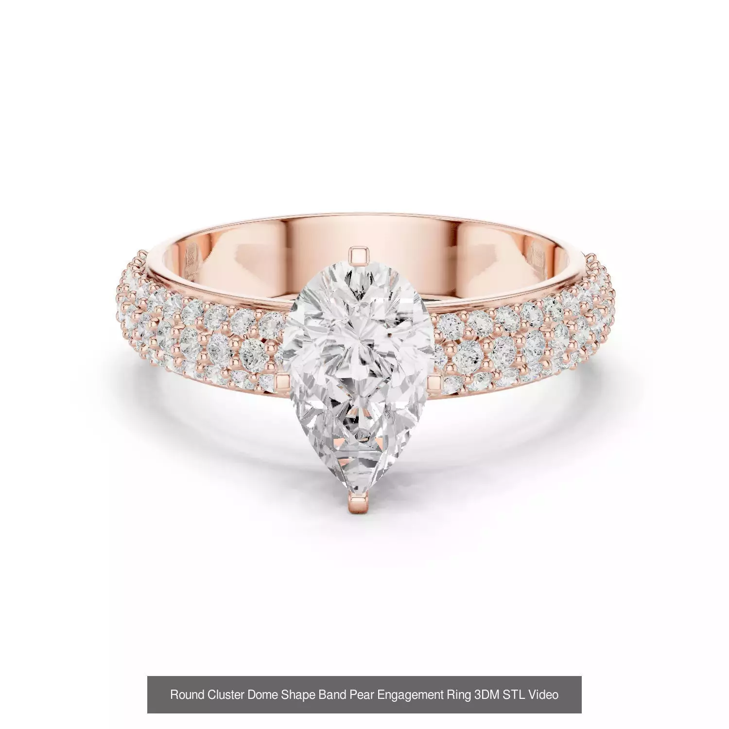 183 Pear Cut Diamond Ring 3DM STL OBJ FBX 3 Color Render Video 3D Model Collection_51