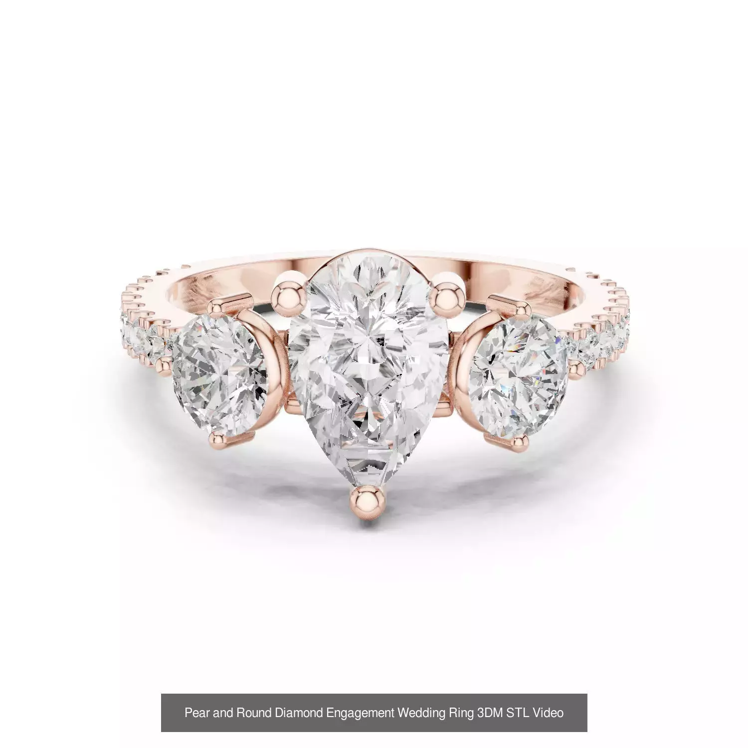 183 Pear Cut Diamond Ring 3DM STL OBJ FBX 3 Color Render Video 3D Model Collection_60