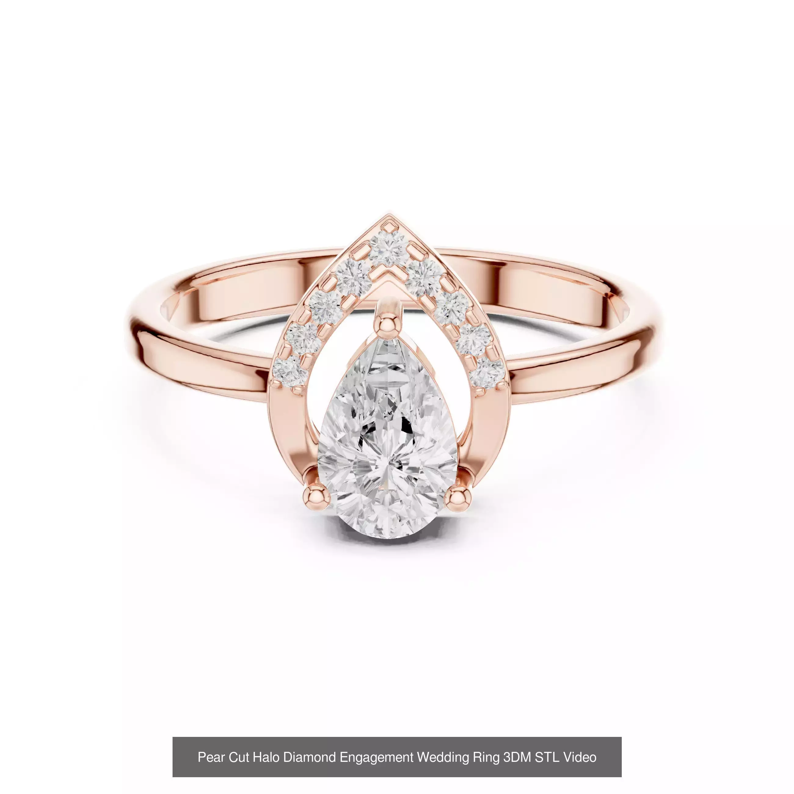 183 Pear Cut Diamond Ring 3DM STL OBJ FBX 3 Color Render Video 3D Model Collection_119