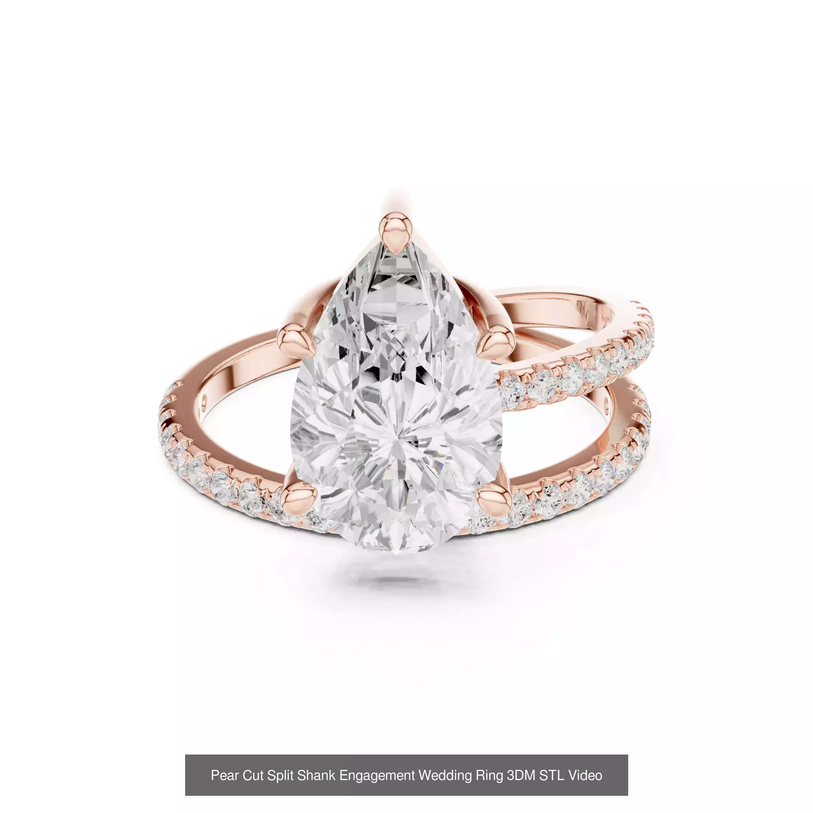 183 Pear Cut Diamond Ring 3DM STL OBJ FBX 3 Color Render Video 3D Model Collection_63