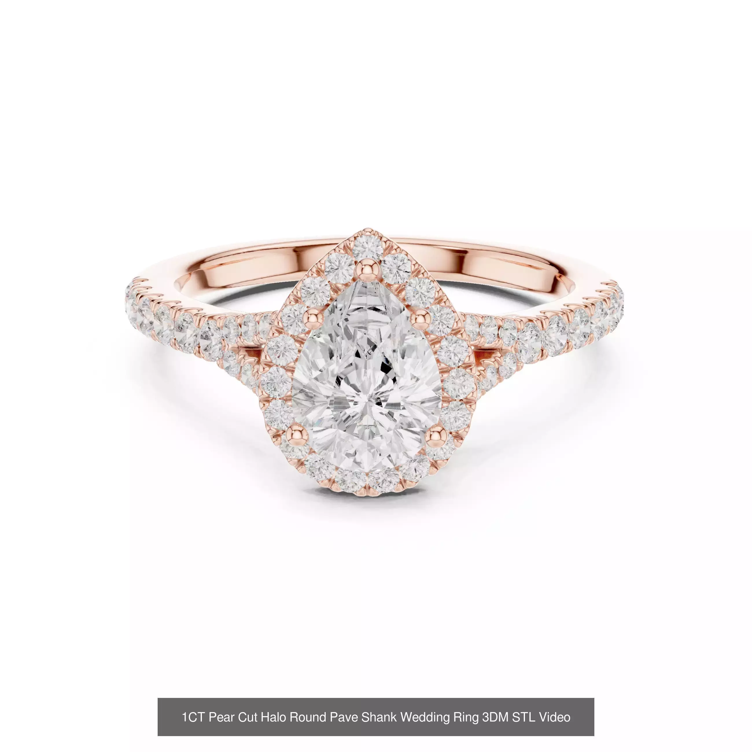 183 Pear Cut Diamond Ring 3DM STL OBJ FBX 3 Color Render Video 3D Model Collection_172