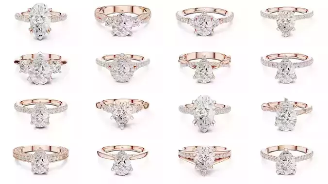183 Pear Cut Diamond Ring 3DM STL OBJ FBX 3 Color Render Video 3D Model Collection