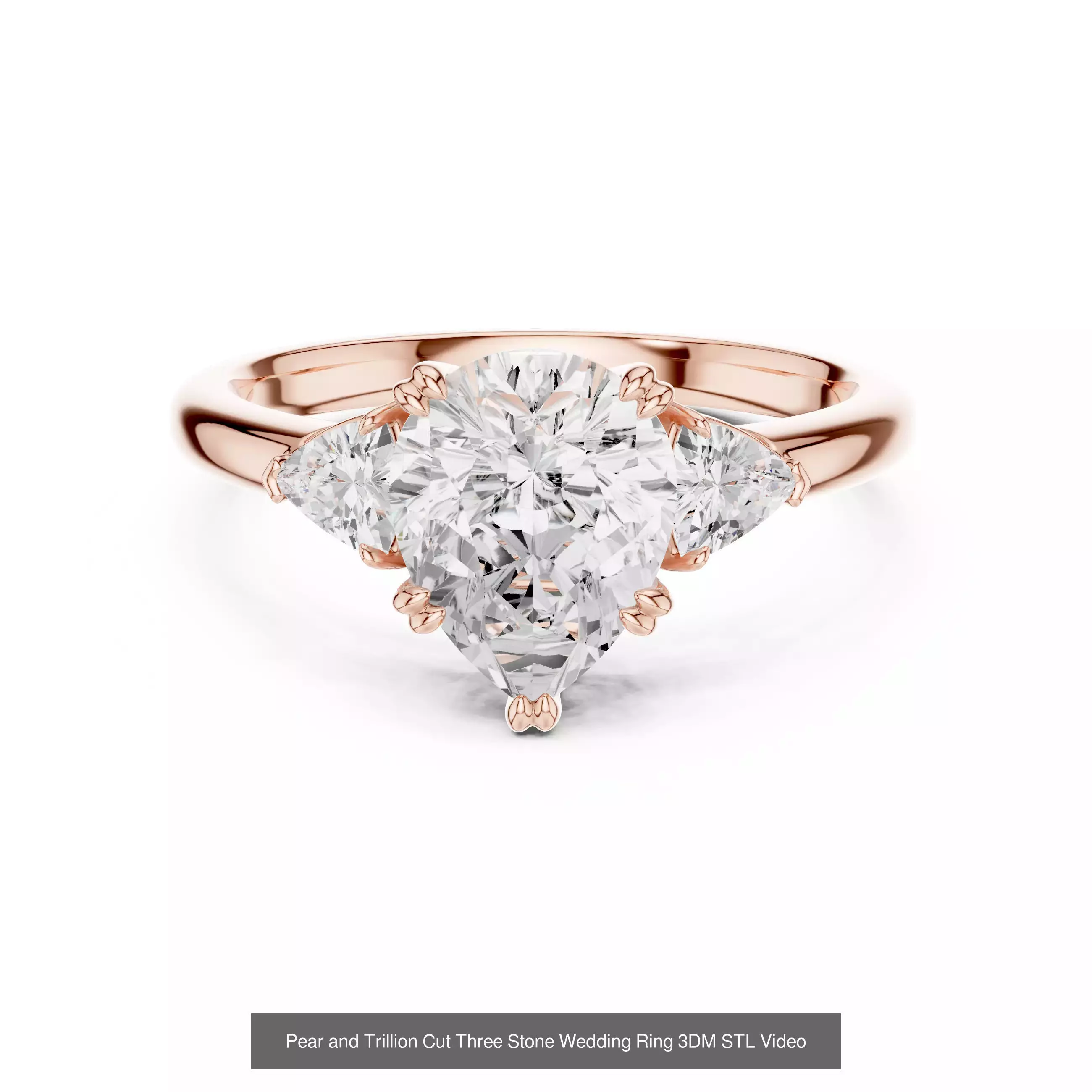 183 Pear Cut Diamond Ring 3DM STL OBJ FBX 3 Color Render Video 3D Model Collection_151