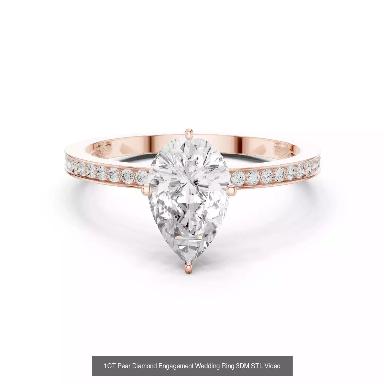 183 Pear Cut Diamond Ring 3DM STL OBJ FBX 3 Color Render Video 3D Model Collection_55