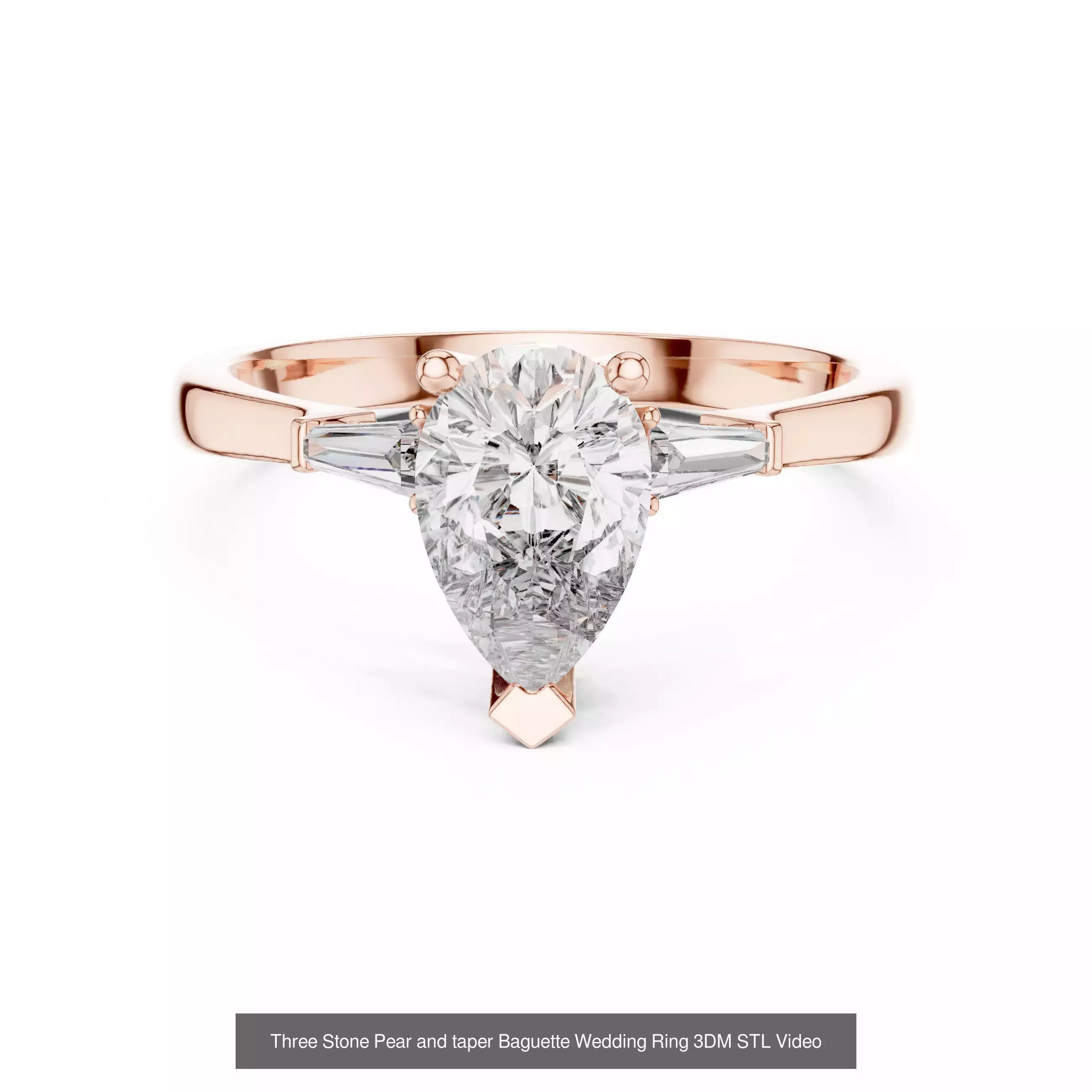 183 Pear Cut Diamond Ring 3DM STL OBJ FBX 3 Color Render Video 3D Model Collection_92