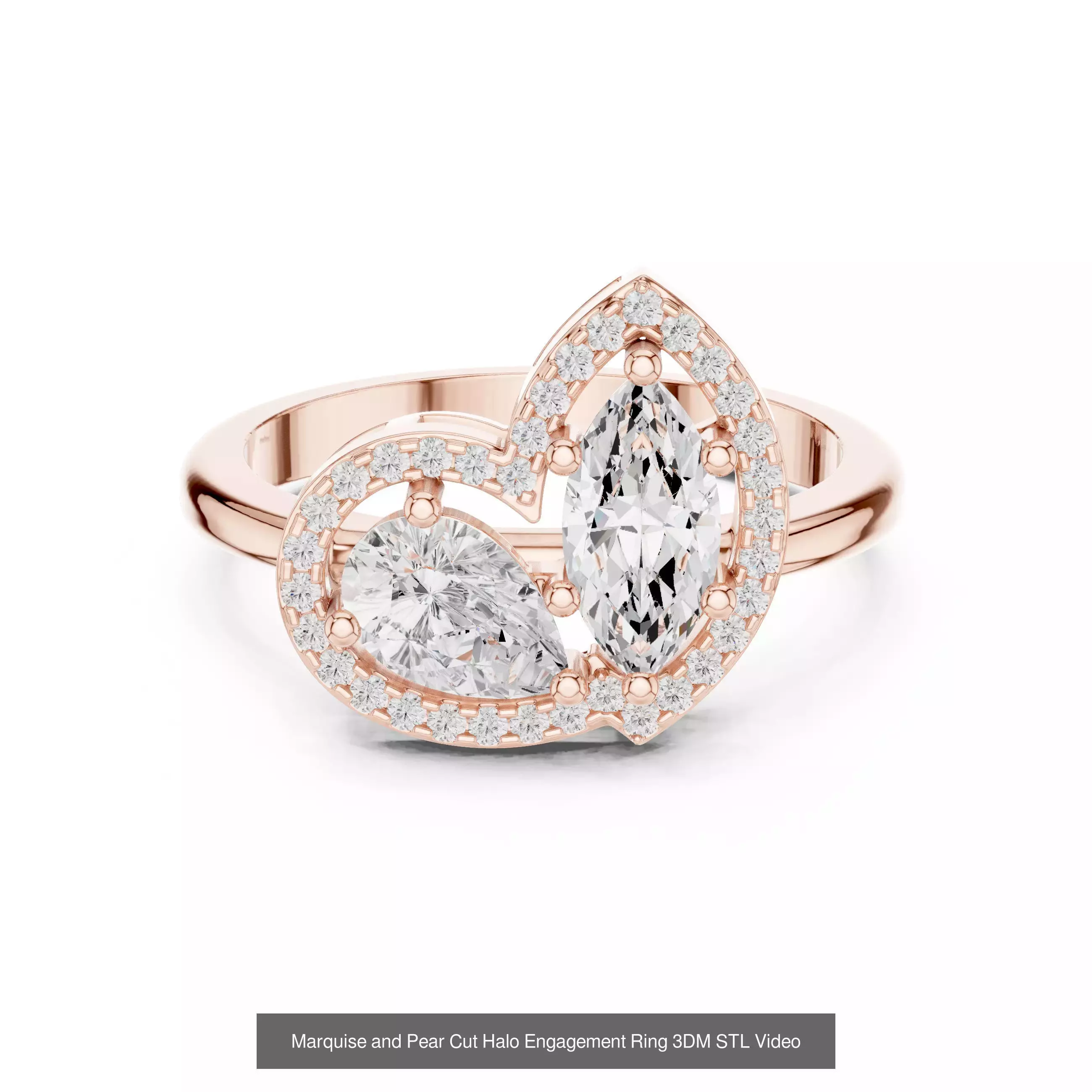 183 Pear Cut Diamond Ring 3DM STL OBJ FBX 3 Color Render Video 3D Model Collection_124