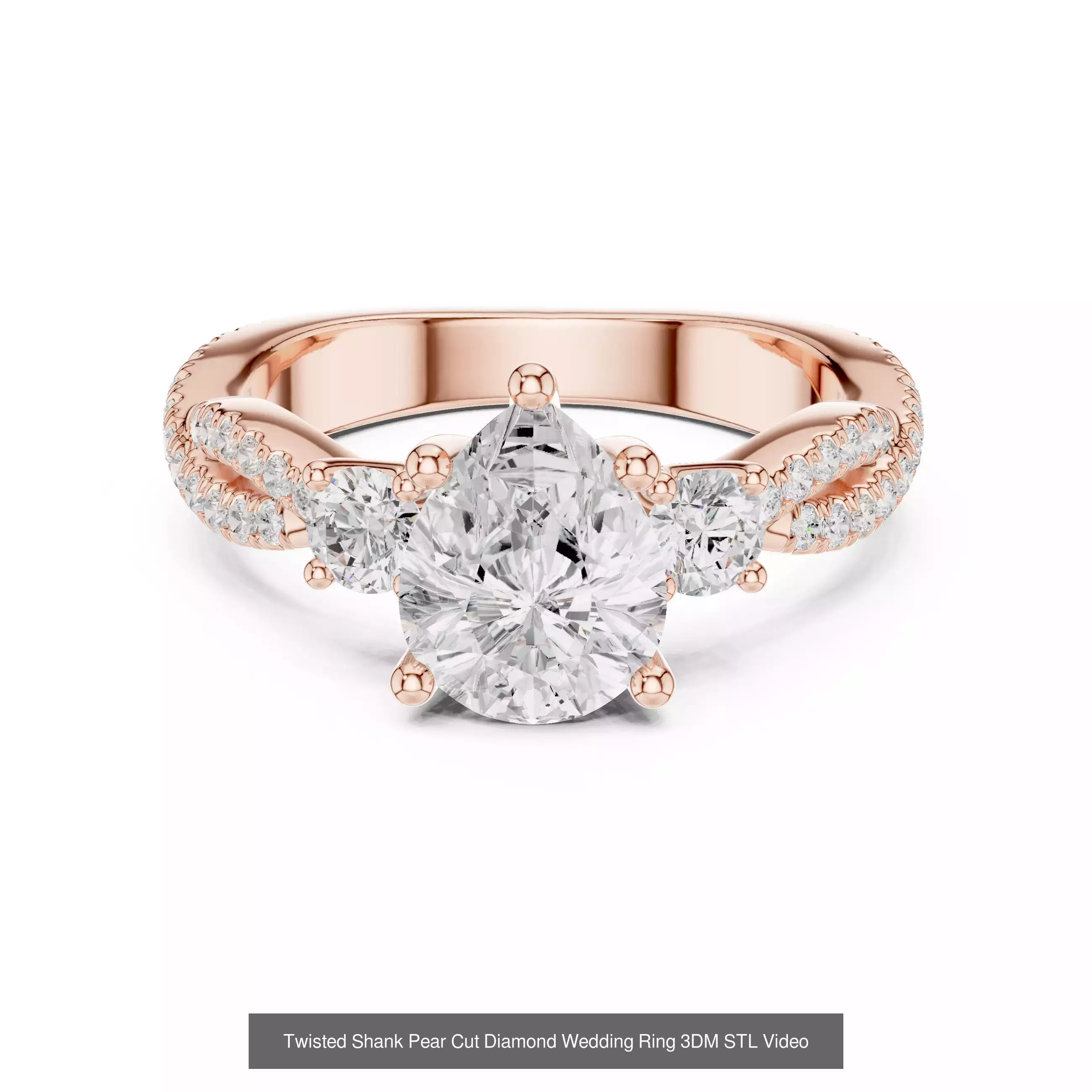 183 Pear Cut Diamond Ring 3DM STL OBJ FBX 3 Color Render Video 3D Model Collection_168