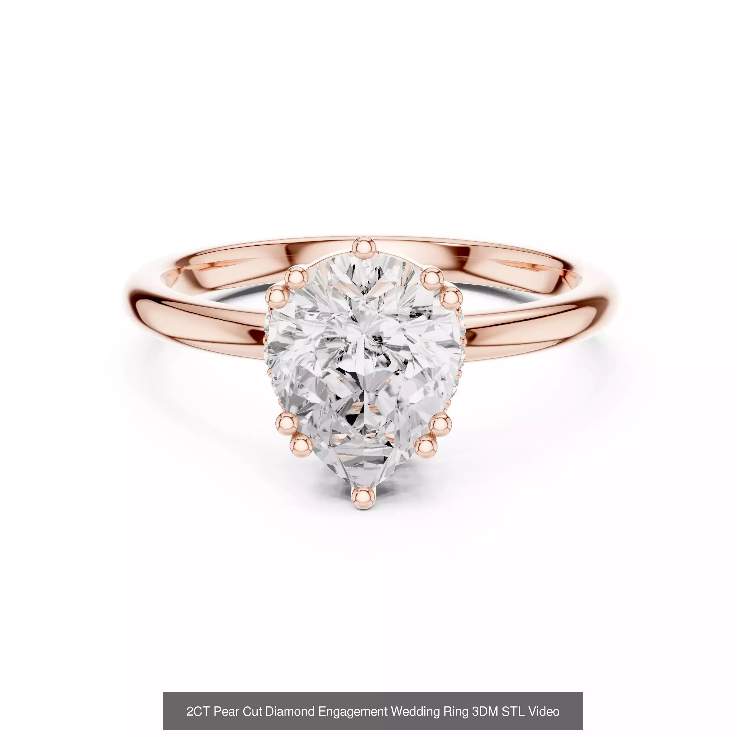 183 Pear Cut Diamond Ring 3DM STL OBJ FBX 3 Color Render Video 3D Model Collection_140