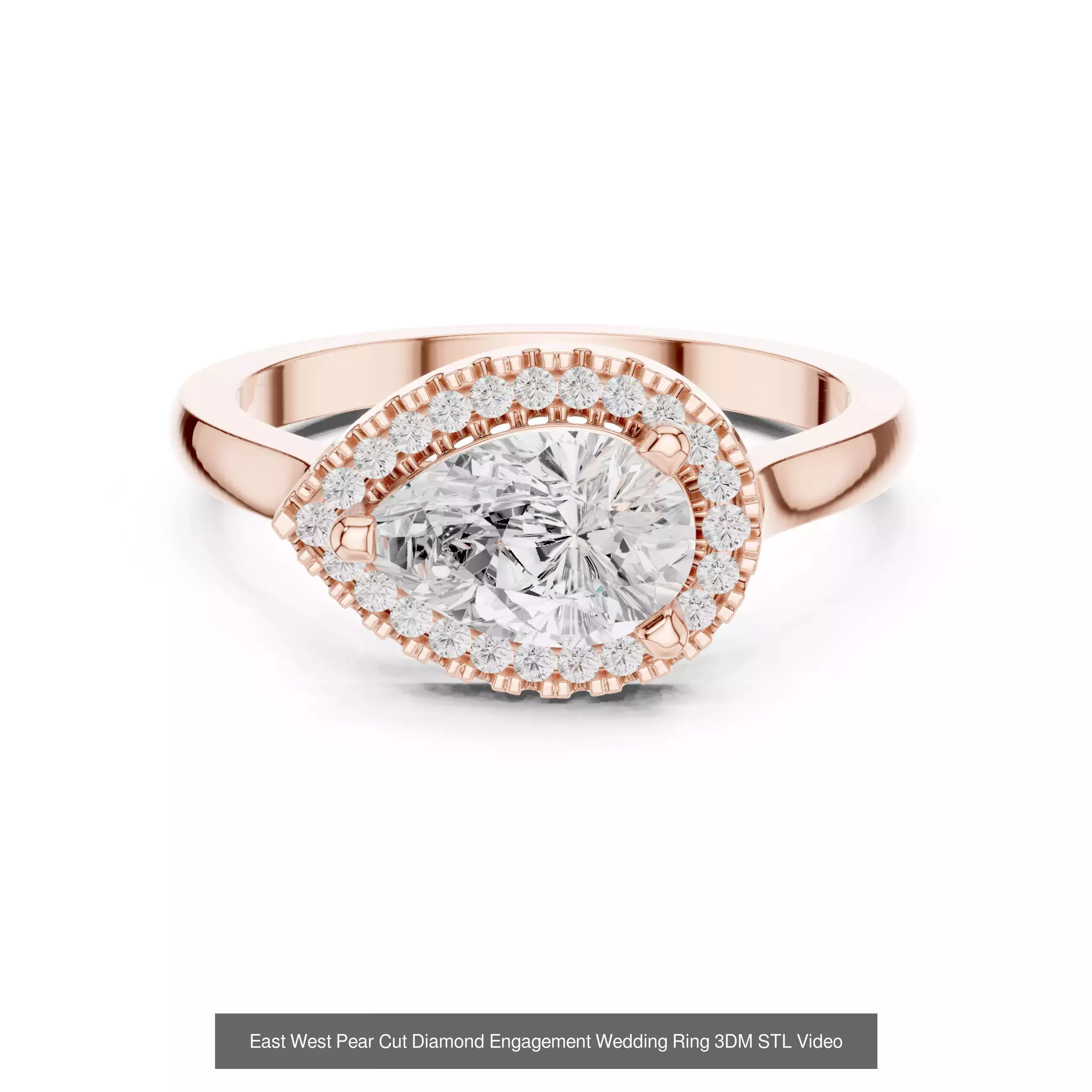 183 Pear Cut Diamond Ring 3DM STL OBJ FBX 3 Color Render Video 3D Model Collection_107