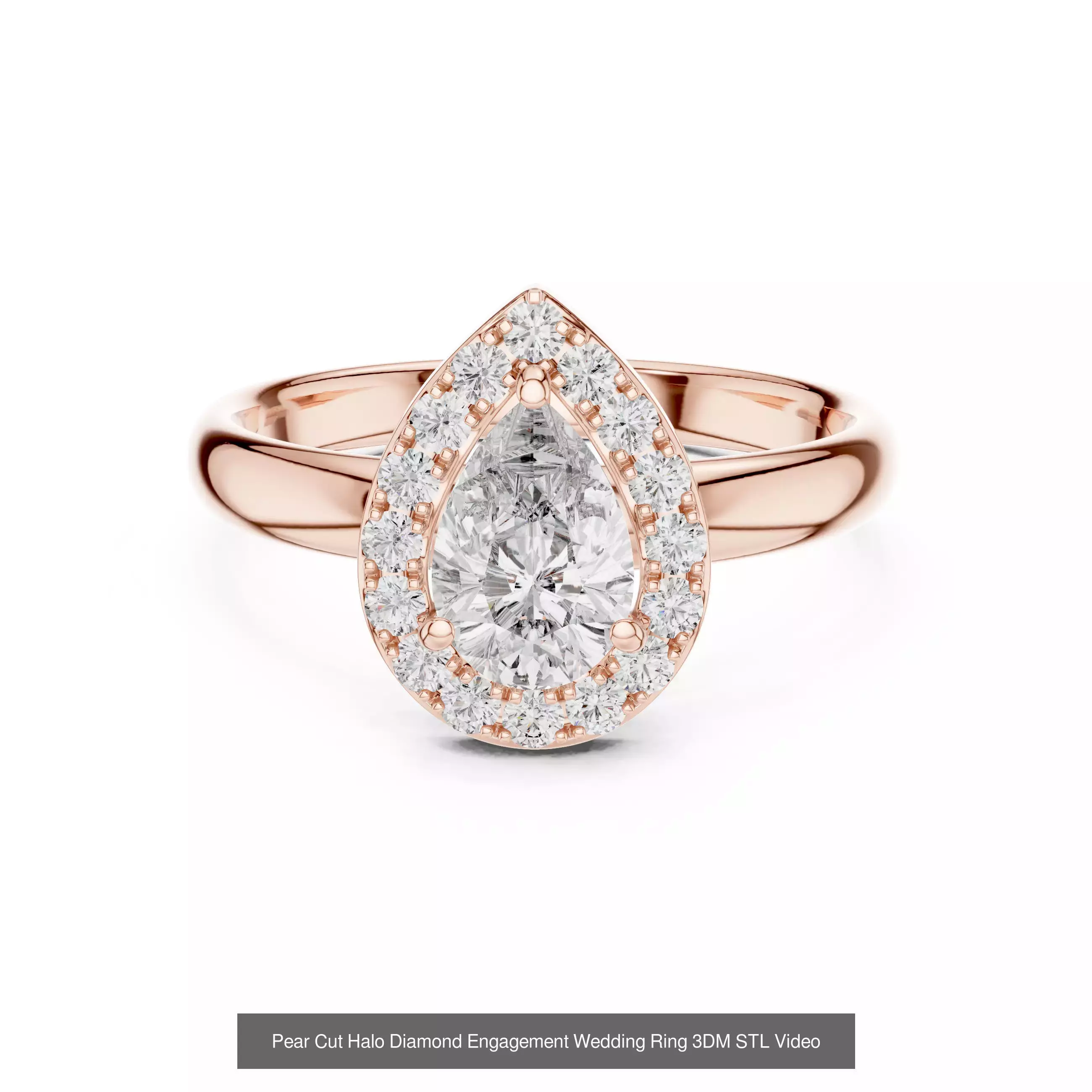 183 Pear Cut Diamond Ring 3DM STL OBJ FBX 3 Color Render Video 3D Model Collection_191