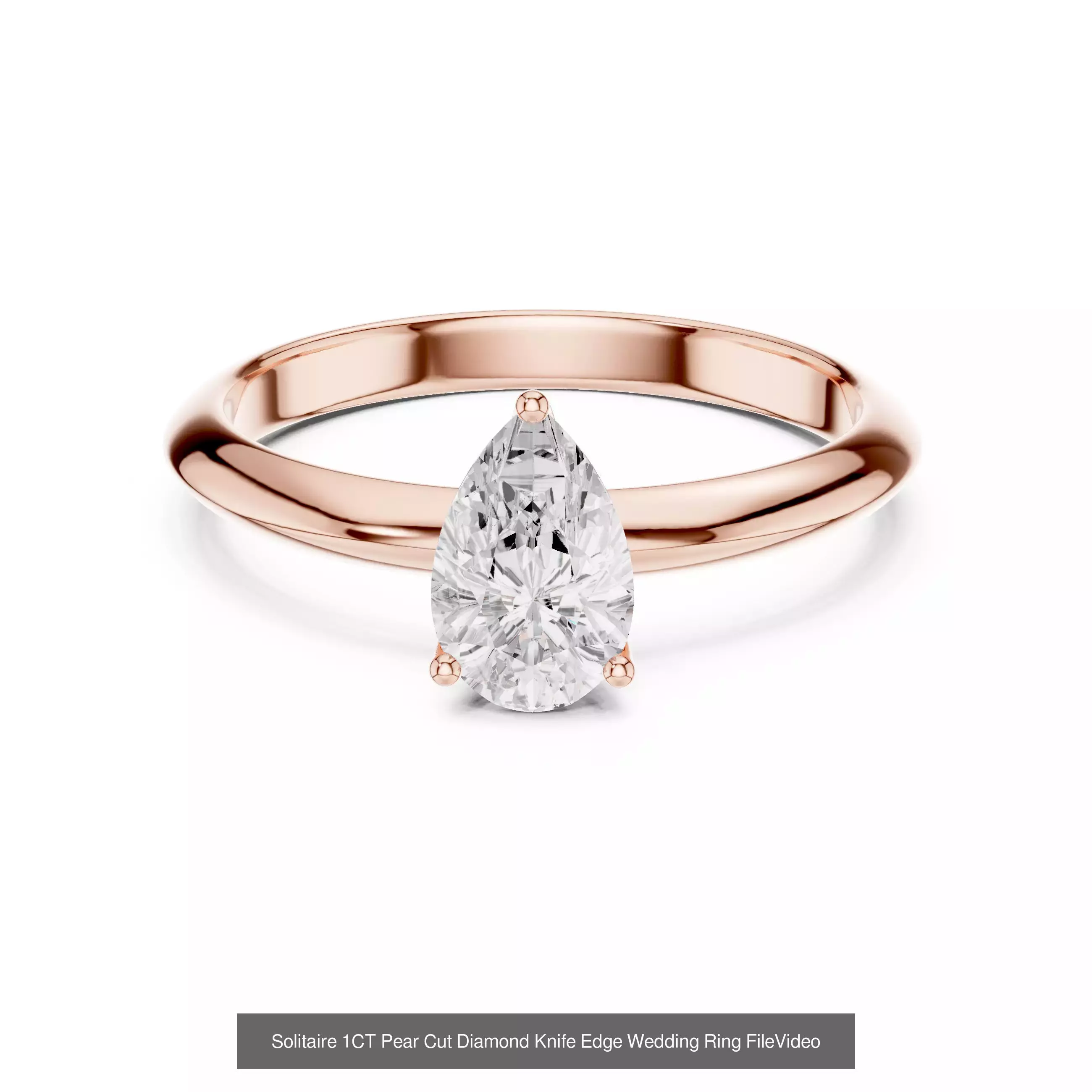 183 Pear Cut Diamond Ring 3DM STL OBJ FBX 3 Color Render Video 3D Model Collection_204