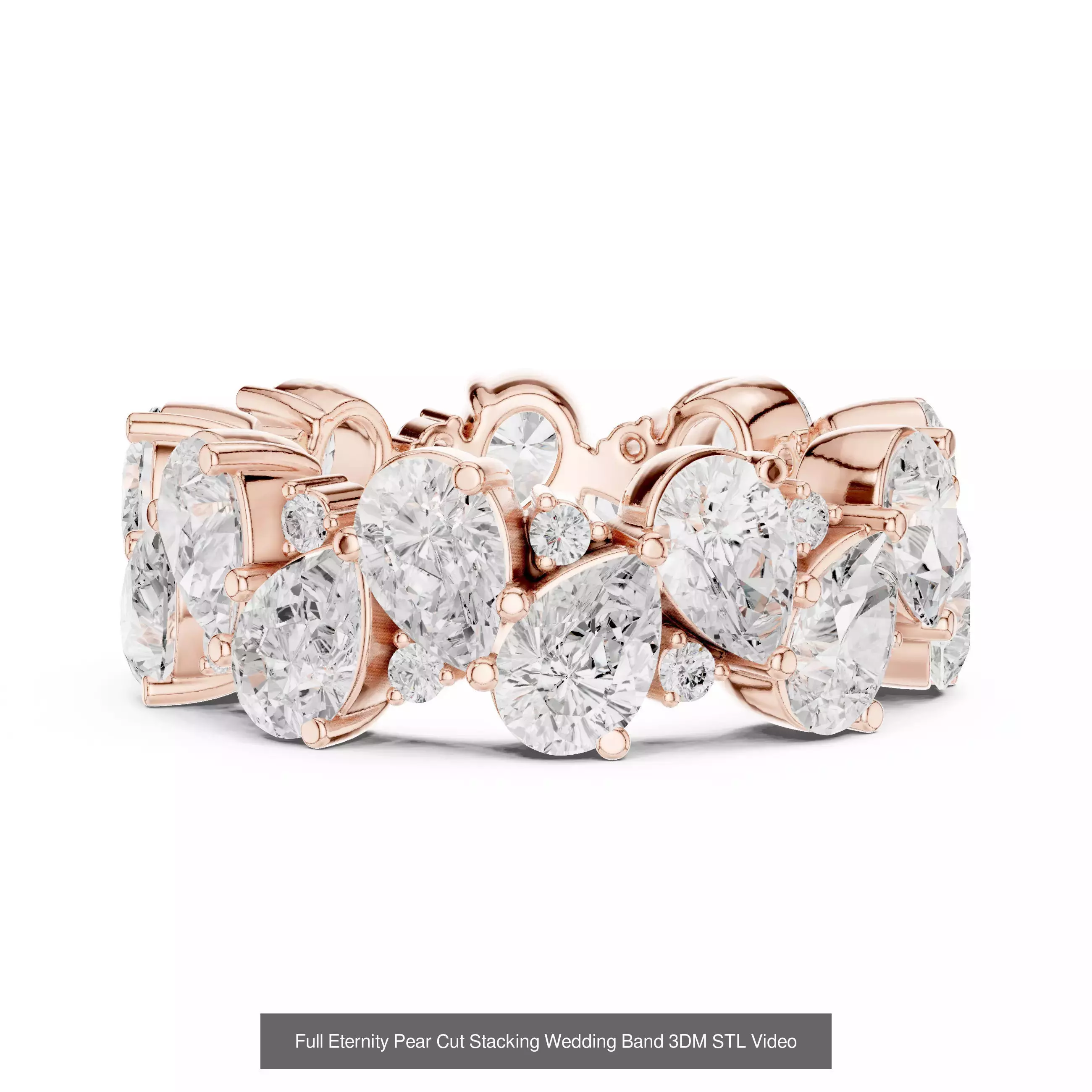 183 Pear Cut Diamond Ring 3DM STL OBJ FBX 3 Color Render Video 3D Model Collection_104