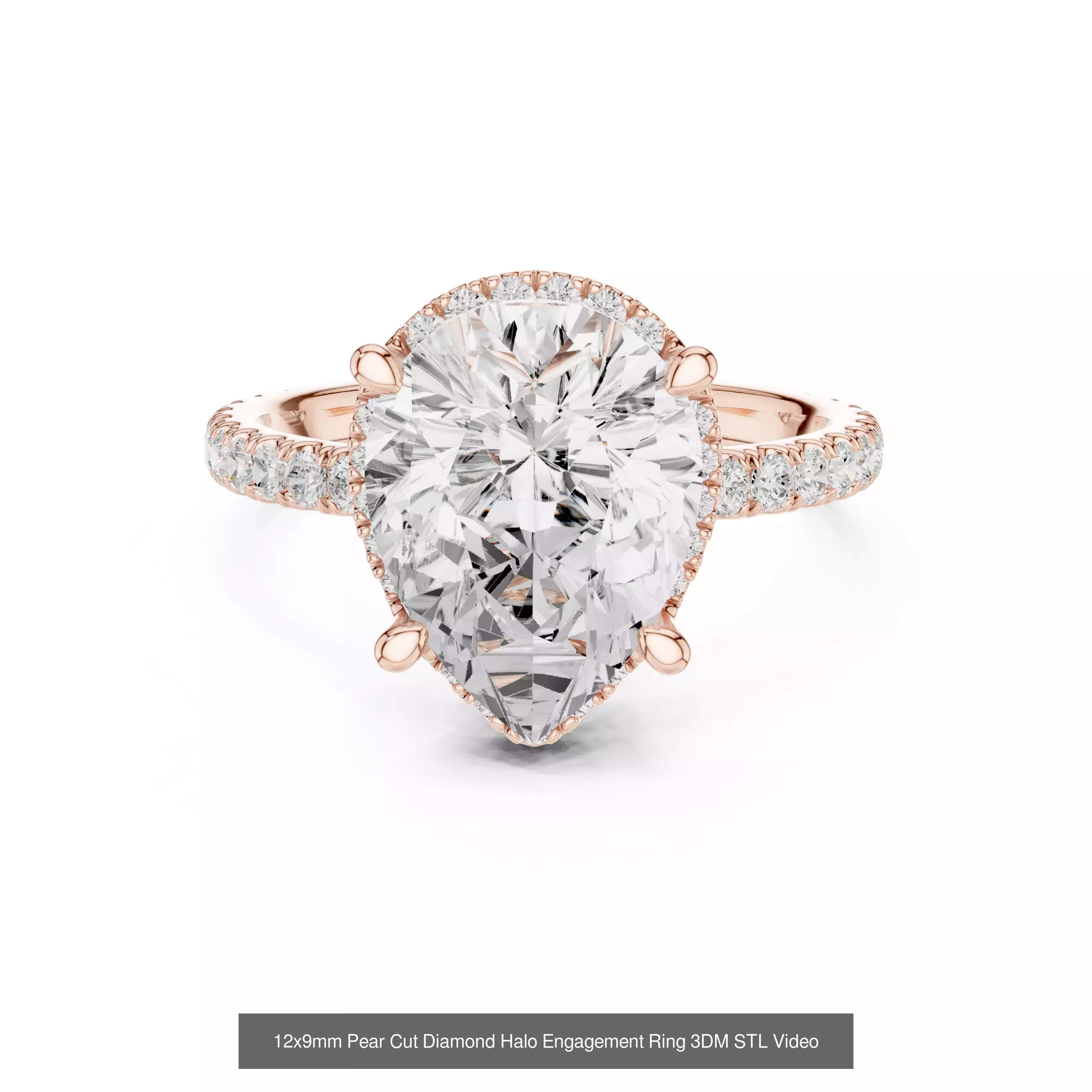 183 Pear Cut Diamond Ring 3DM STL OBJ FBX 3 Color Render Video 3D Model Collection_144