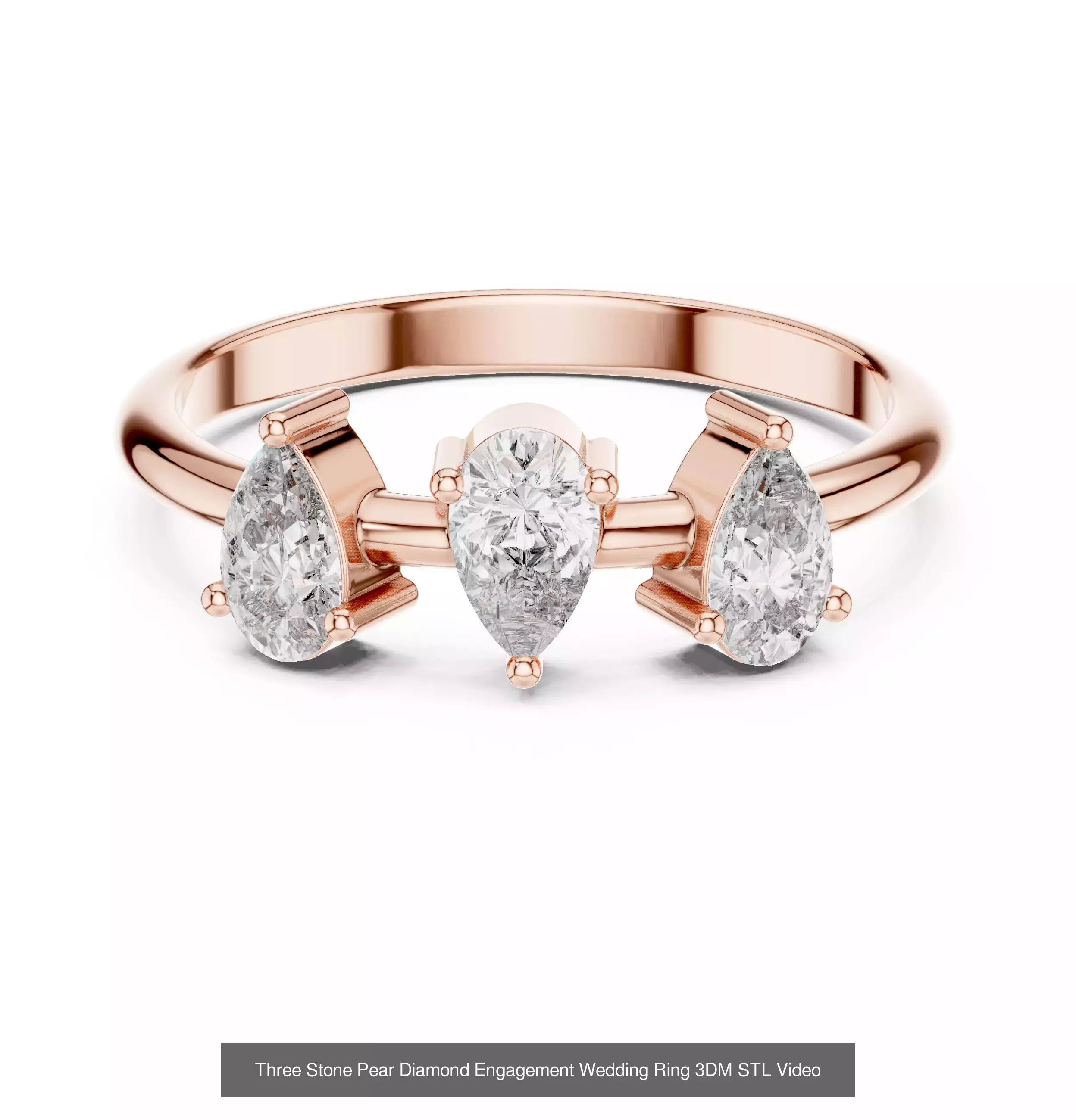 183 Pear Cut Diamond Ring 3DM STL OBJ FBX 3 Color Render Video 3D Model Collection_83