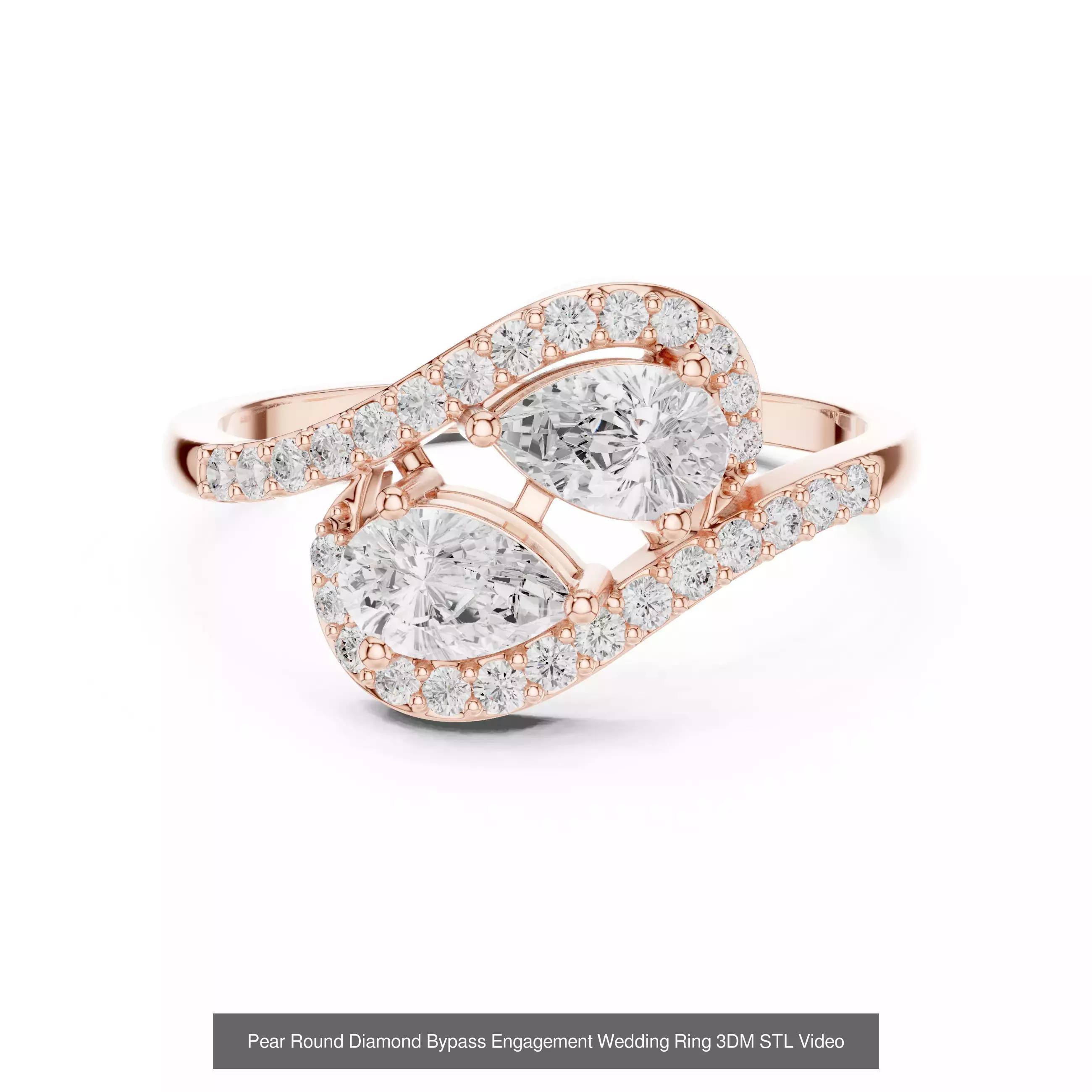 183 Pear Cut Diamond Ring 3DM STL OBJ FBX 3 Color Render Video 3D Model Collection_84