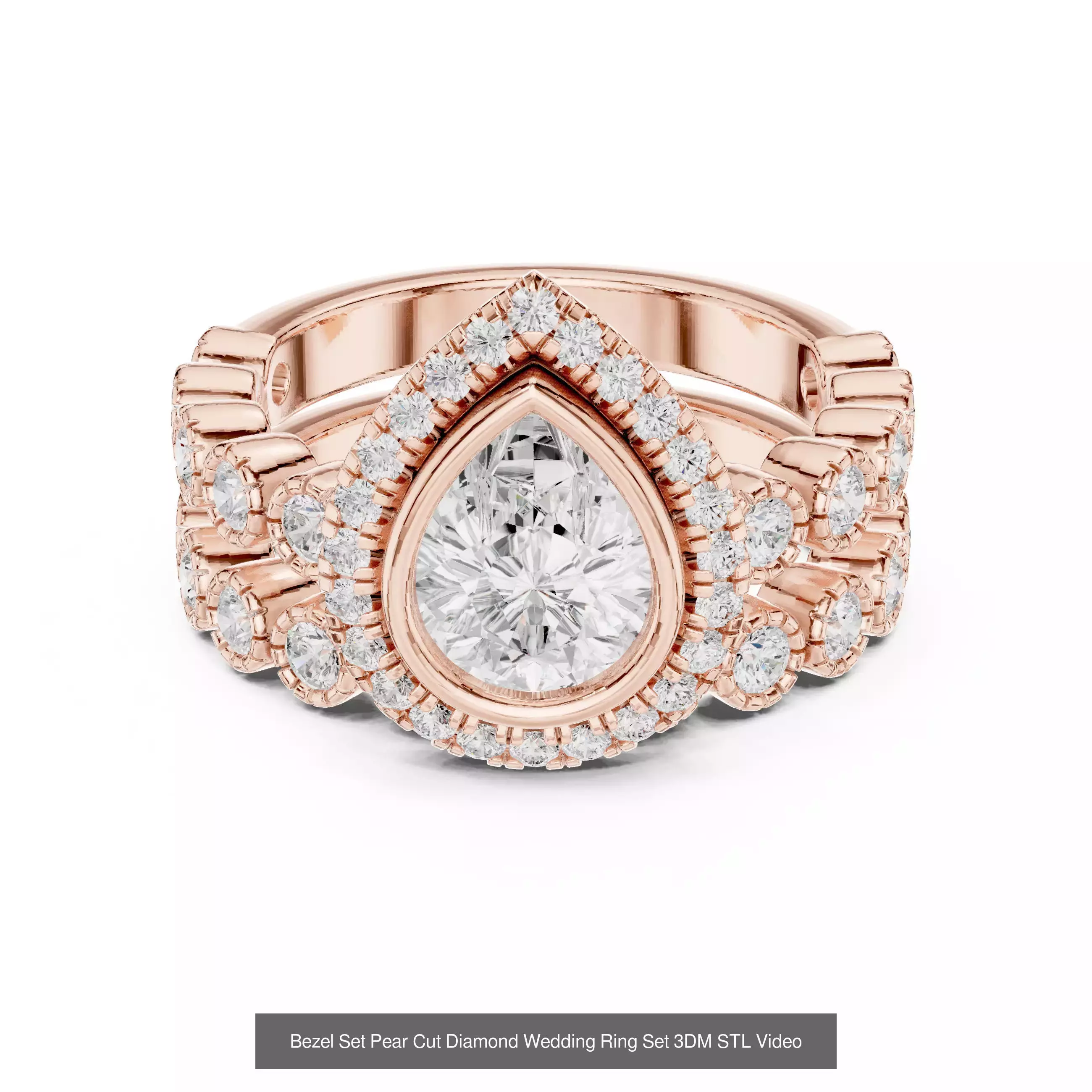 183 Pear Cut Diamond Ring 3DM STL OBJ FBX 3 Color Render Video 3D Model Collection_101