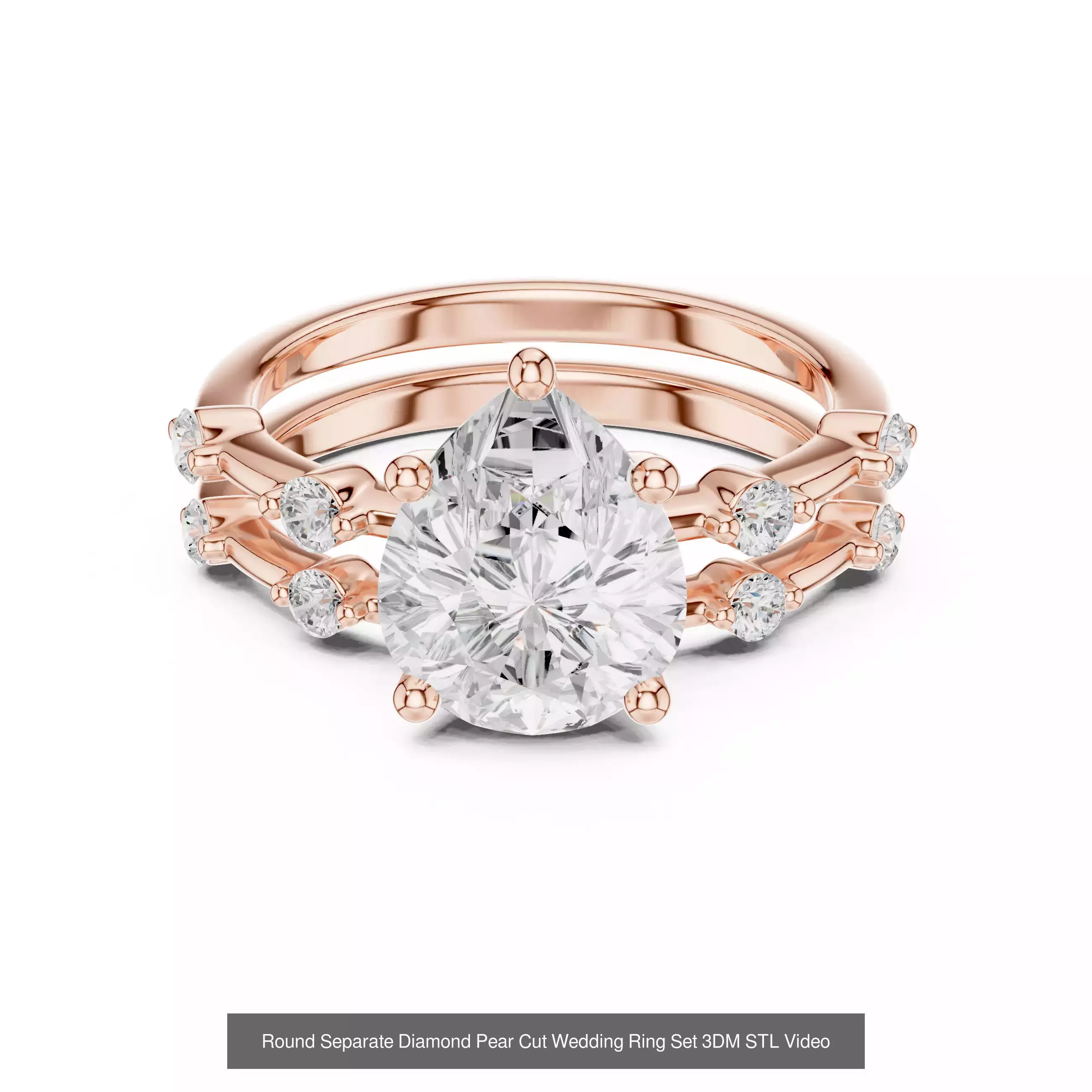 183 Pear Cut Diamond Ring 3DM STL OBJ FBX 3 Color Render Video 3D Model Collection_150