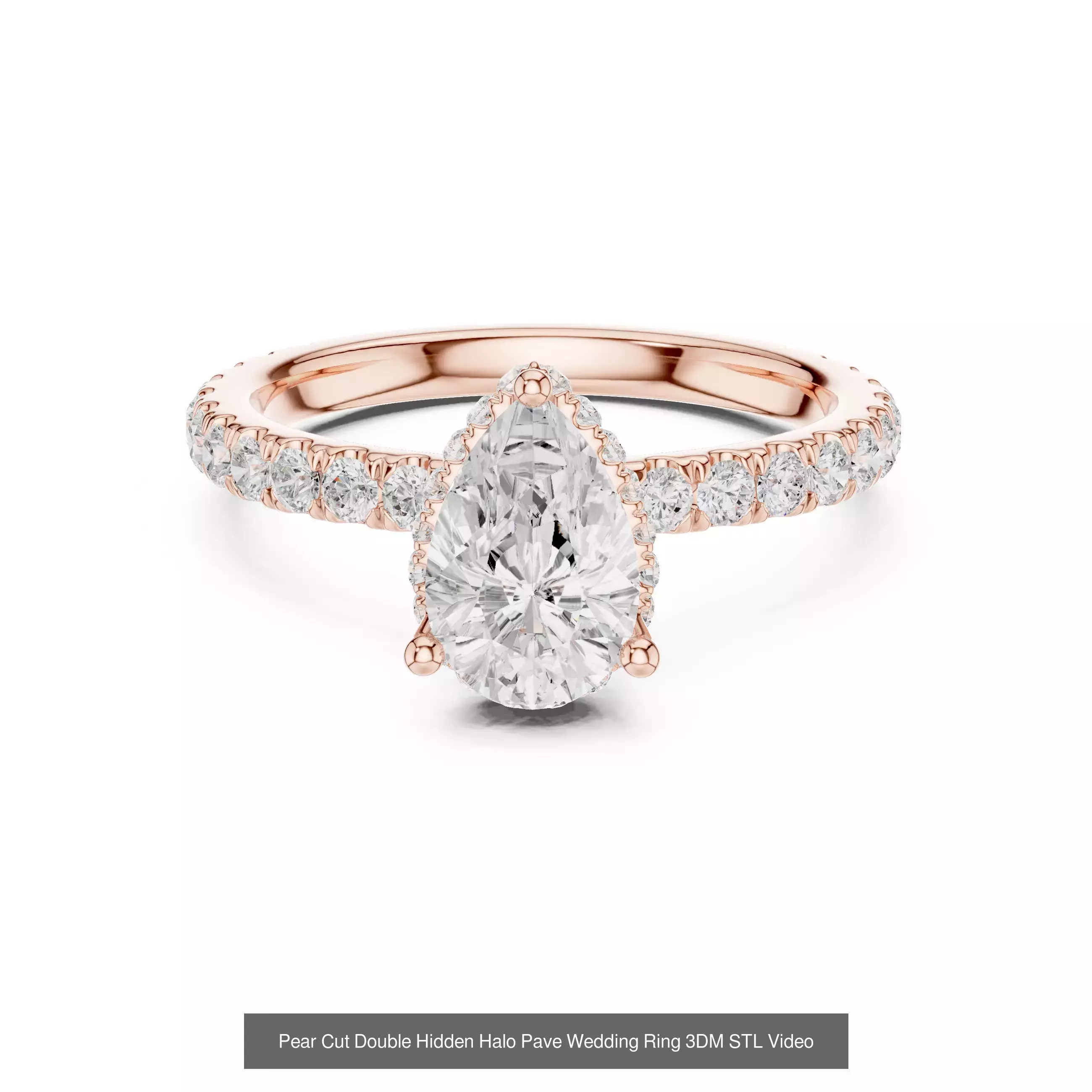 183 Pear Cut Diamond Ring 3DM STL OBJ FBX 3 Color Render Video 3D Model Collection_175