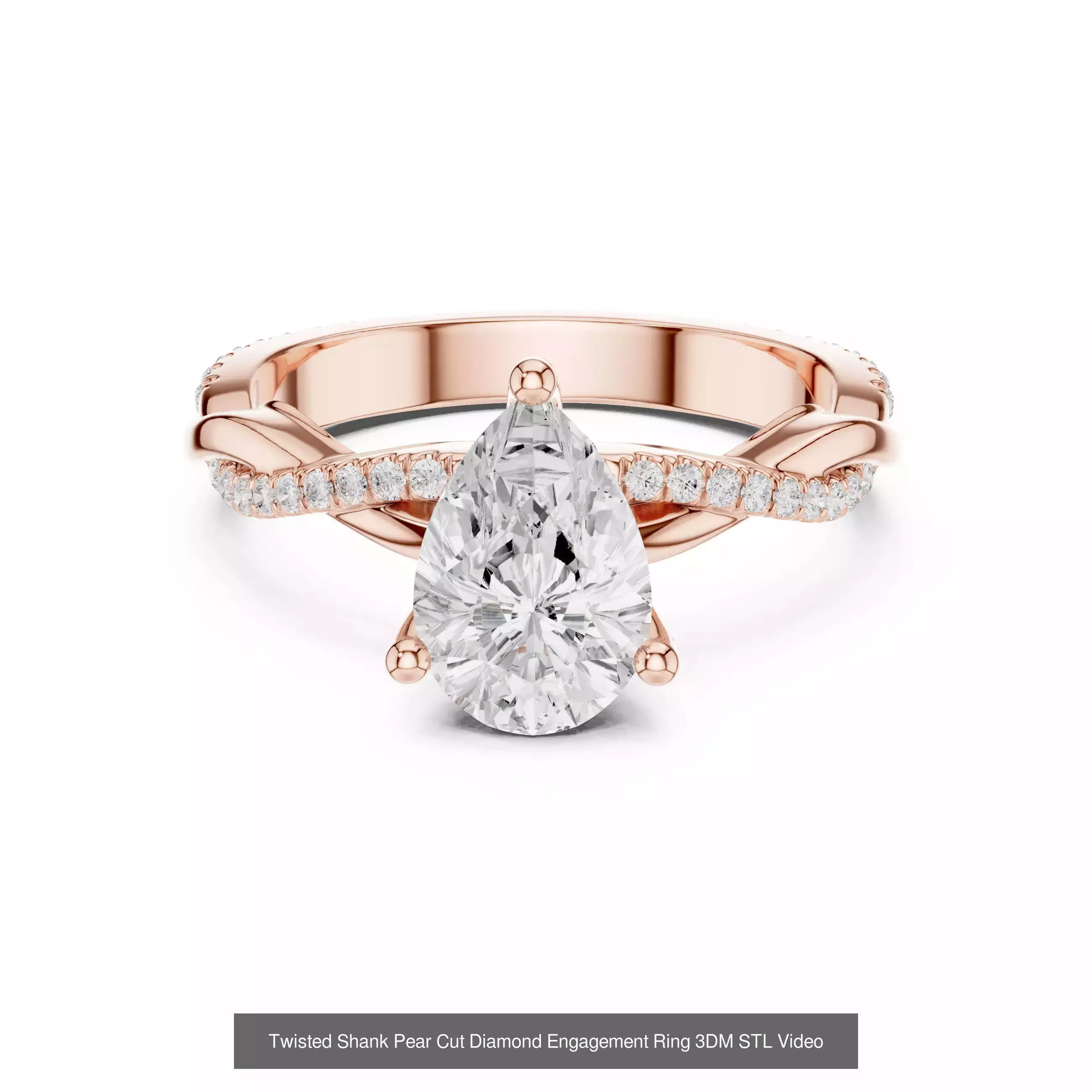 183 Pear Cut Diamond Ring 3DM STL OBJ FBX 3 Color Render Video 3D Model Collection_173