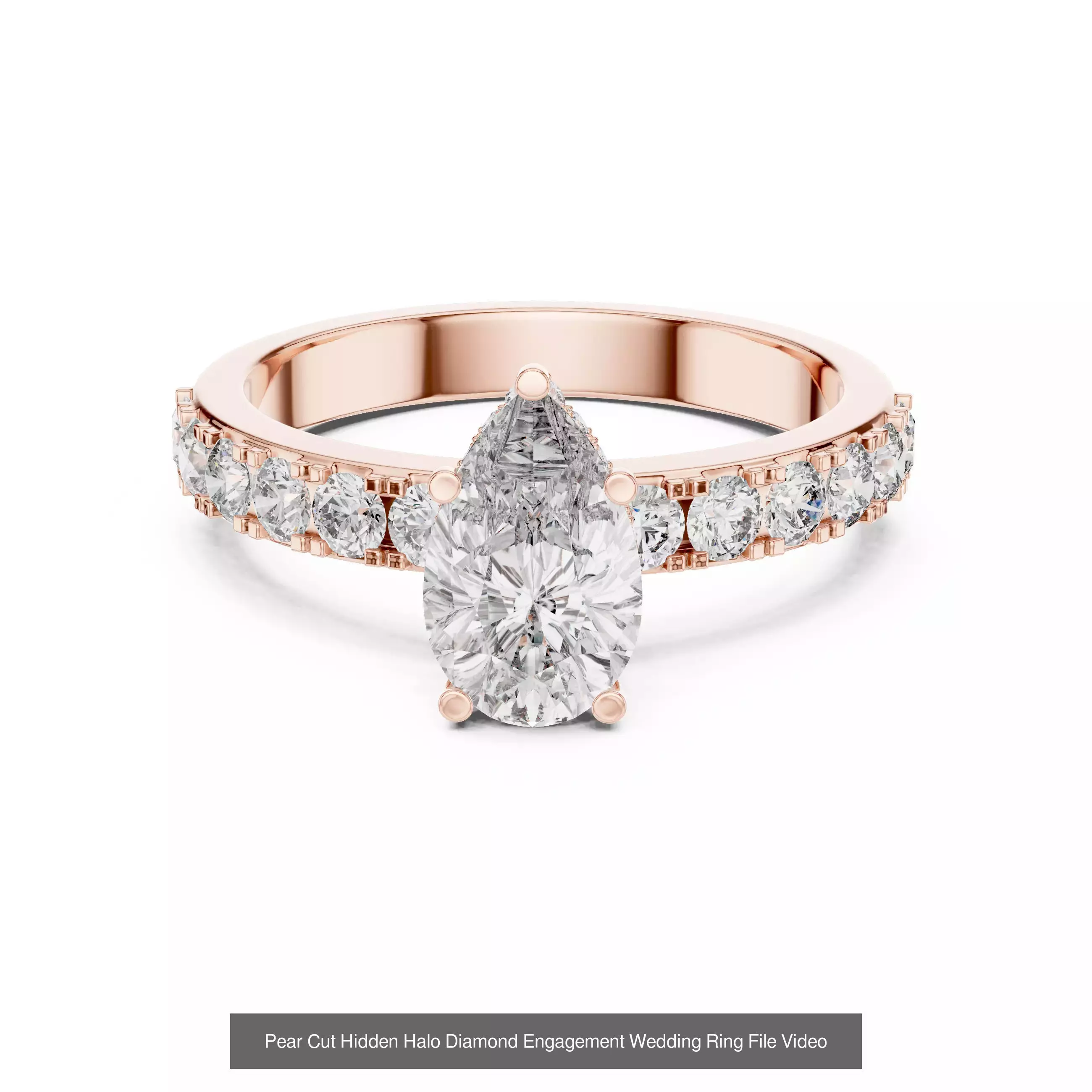 183 Pear Cut Diamond Ring 3DM STL OBJ FBX 3 Color Render Video 3D Model Collection_190