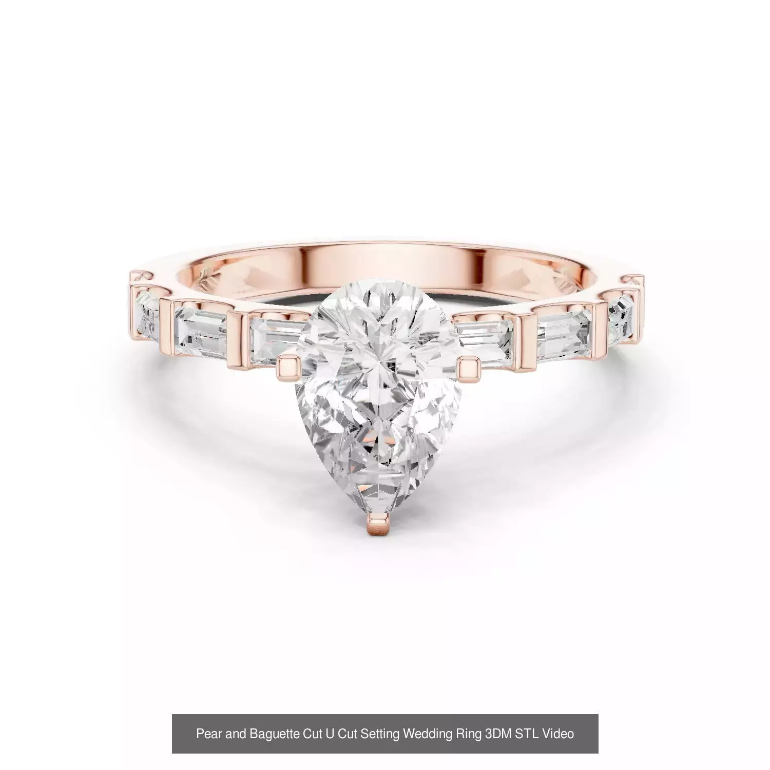 183 Pear Cut Diamond Ring 3DM STL OBJ FBX 3 Color Render Video 3D Model Collection_59