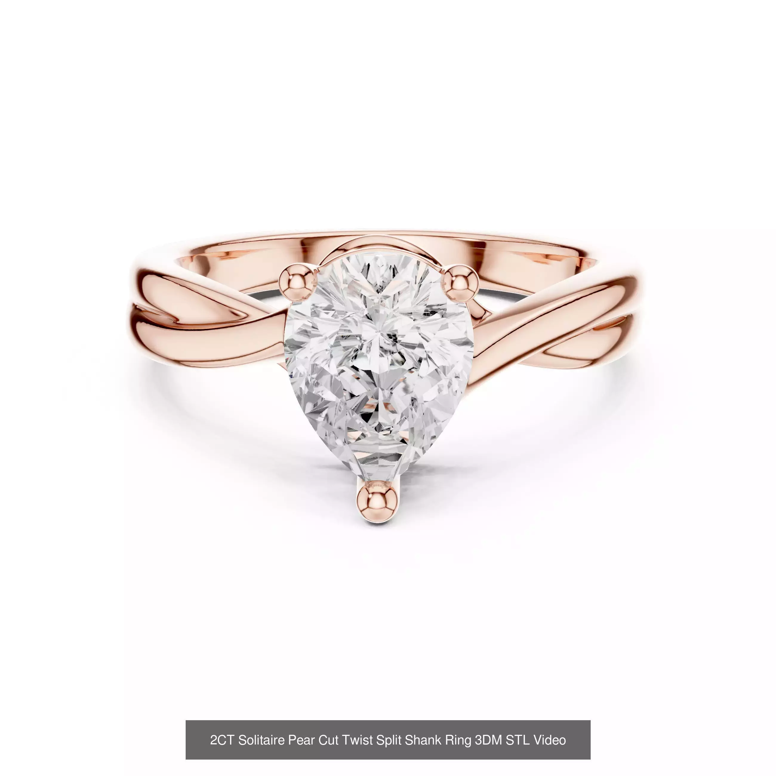 183 Pear Cut Diamond Ring 3DM STL OBJ FBX 3 Color Render Video 3D Model Collection_153