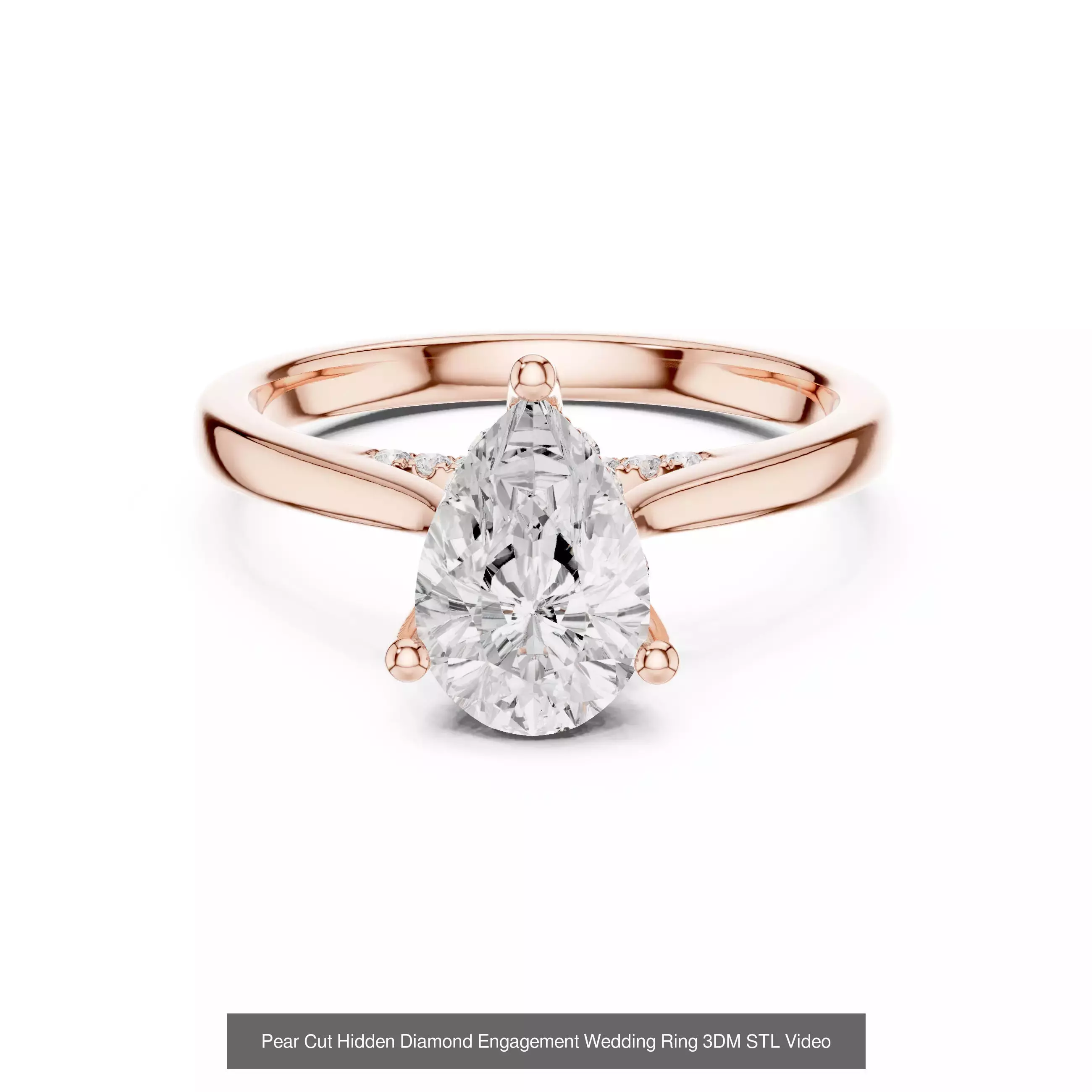 183 Pear Cut Diamond Ring 3DM STL OBJ FBX 3 Color Render Video 3D Model Collection_180