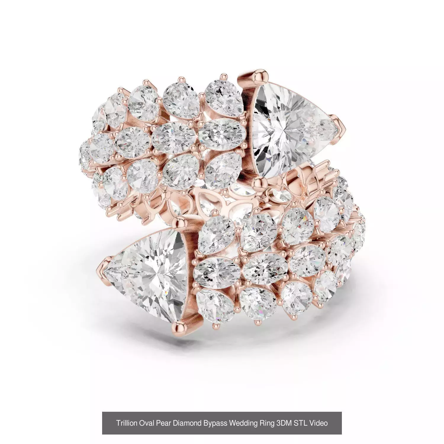 183 Pear Cut Diamond Ring 3DM STL OBJ FBX 3 Color Render Video 3D Model Collection_25