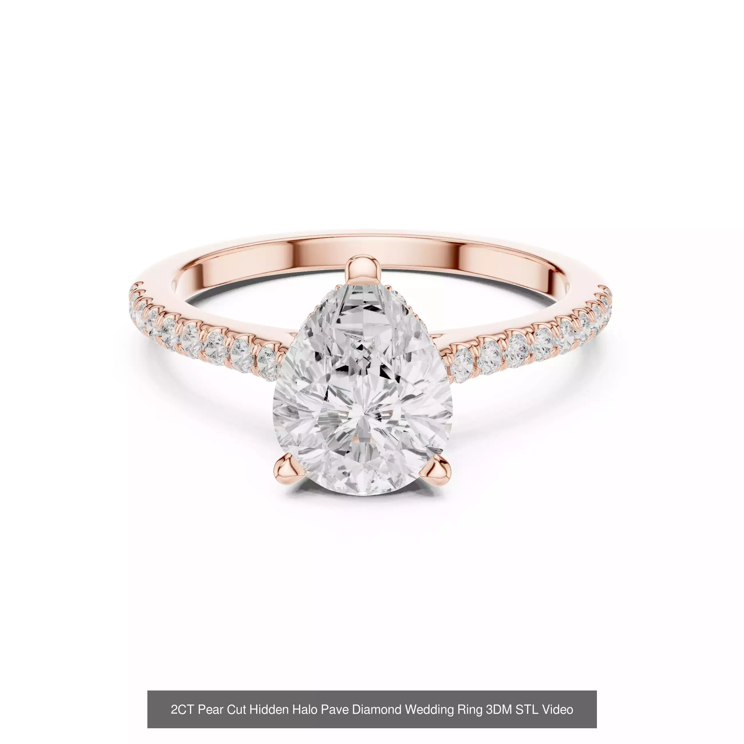 183 Pear Cut Diamond Ring 3DM STL OBJ FBX 3 Color Render Video 3D Model Collection_160