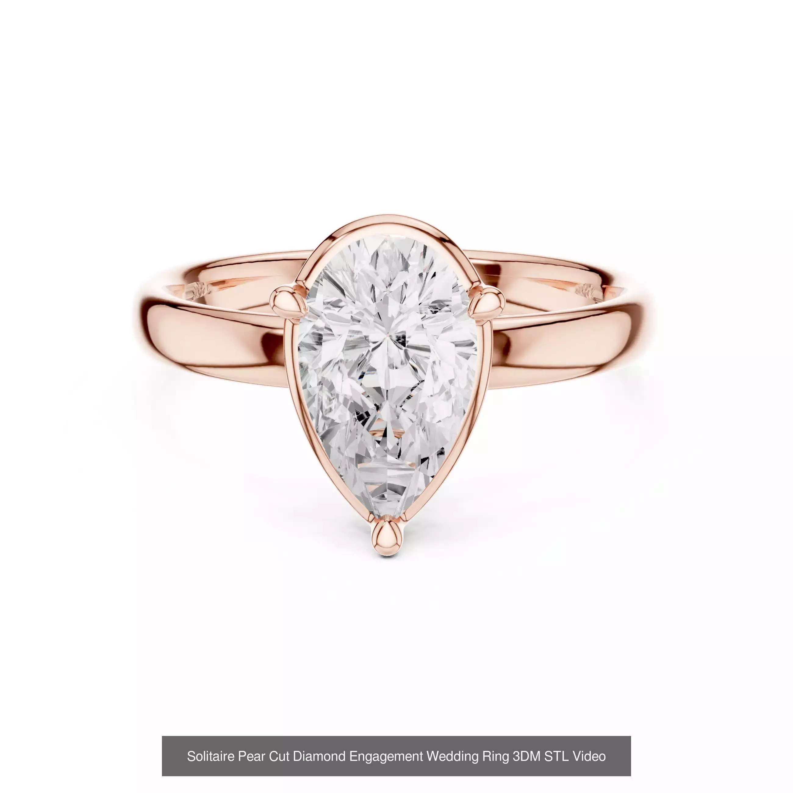 183 Pear Cut Diamond Ring 3DM STL OBJ FBX 3 Color Render Video 3D Model Collection_198