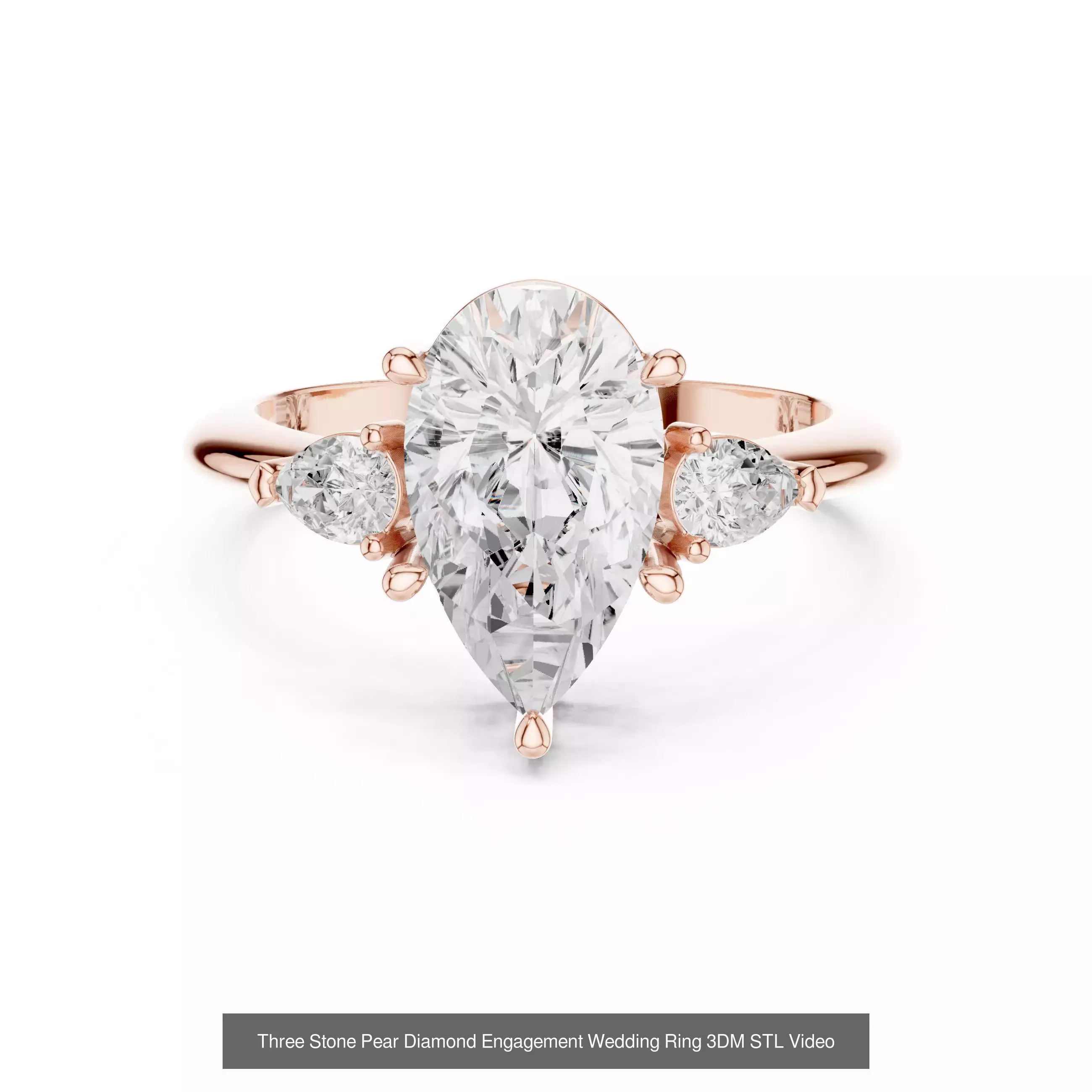 183 Pear Cut Diamond Ring 3DM STL OBJ FBX 3 Color Render Video 3D Model Collection_66