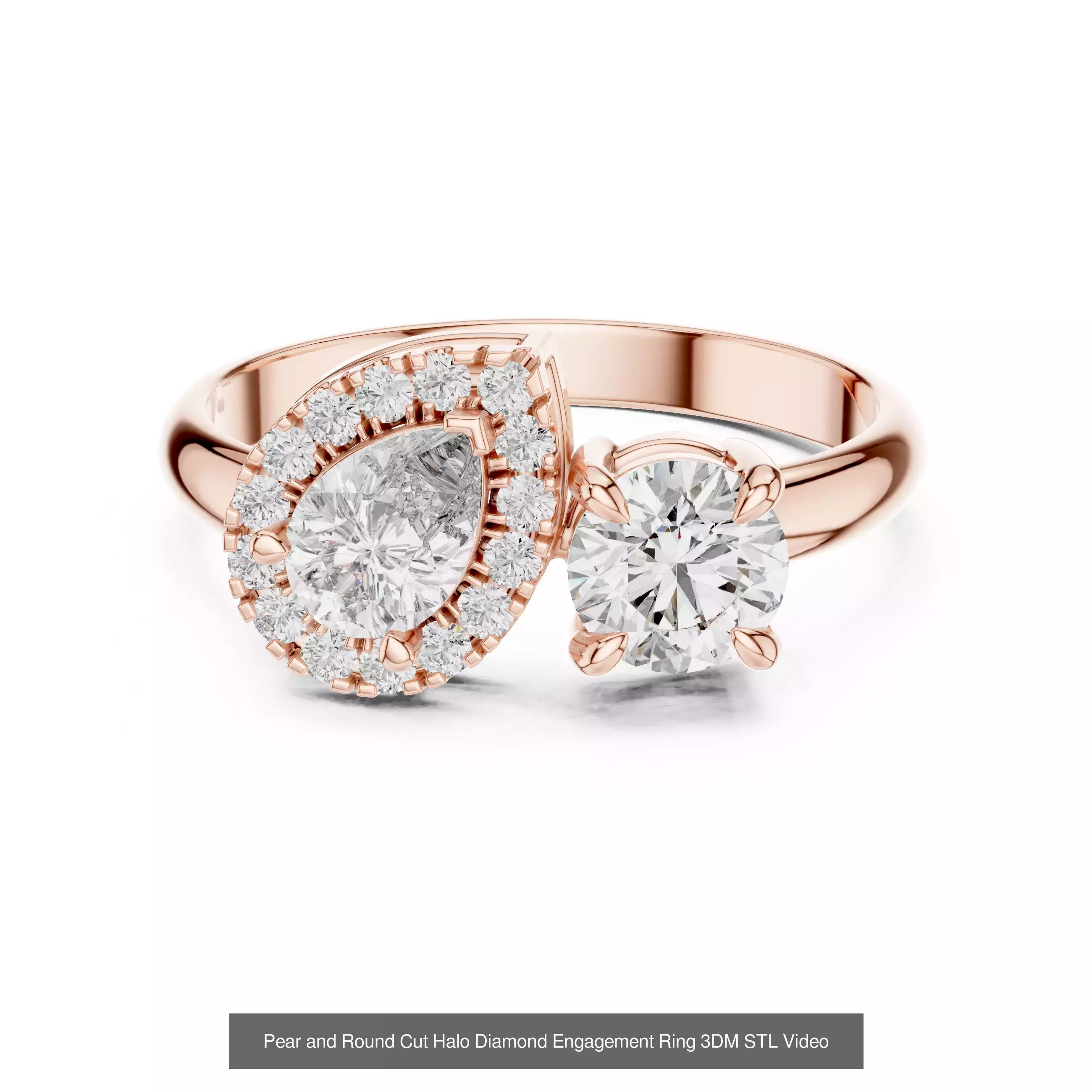 183 Pear Cut Diamond Ring 3DM STL OBJ FBX 3 Color Render Video 3D Model Collection_193