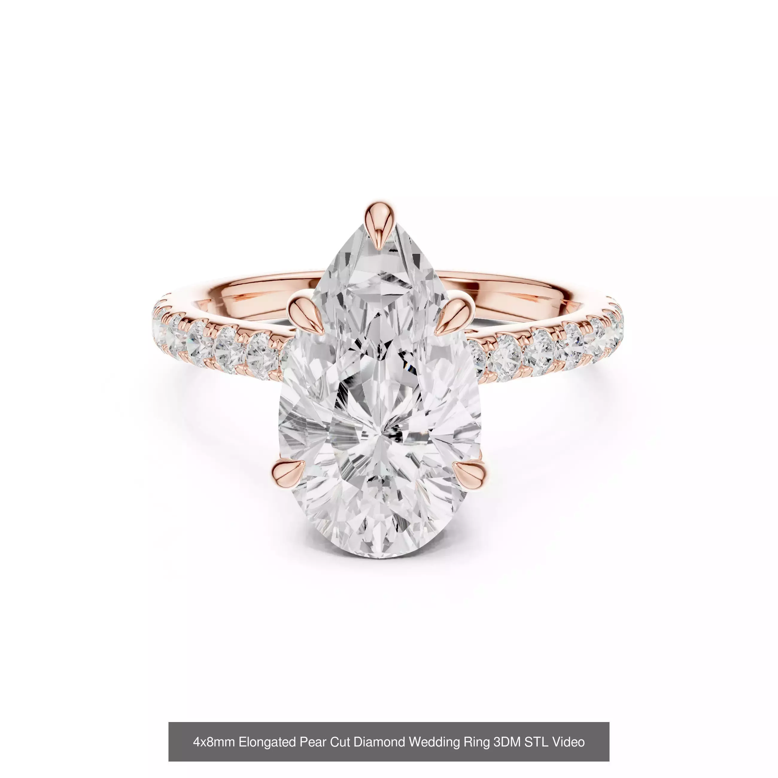 183 Pear Cut Diamond Ring 3DM STL OBJ FBX 3 Color Render Video 3D Model Collection_184