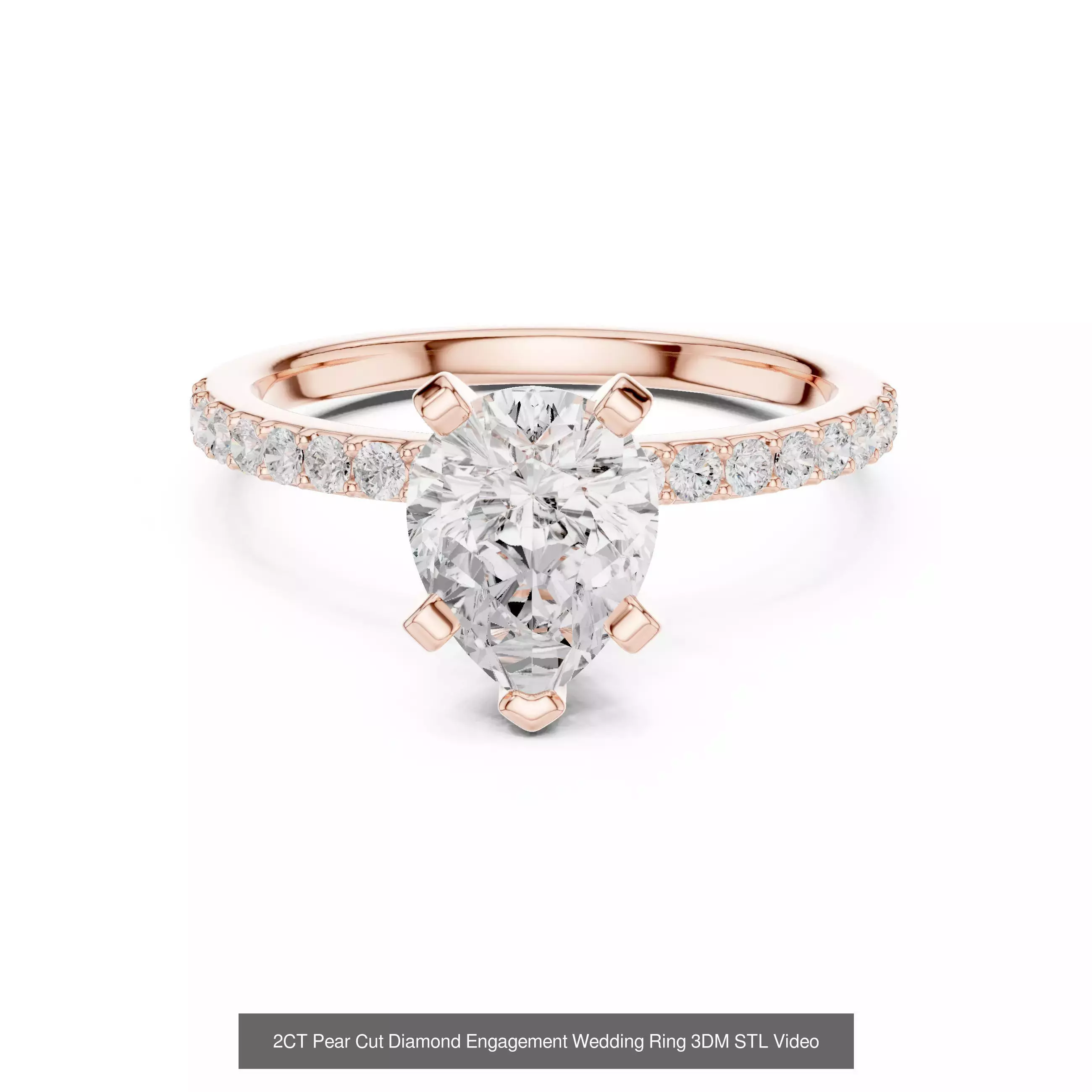 183 Pear Cut Diamond Ring 3DM STL OBJ FBX 3 Color Render Video 3D Model Collection_170