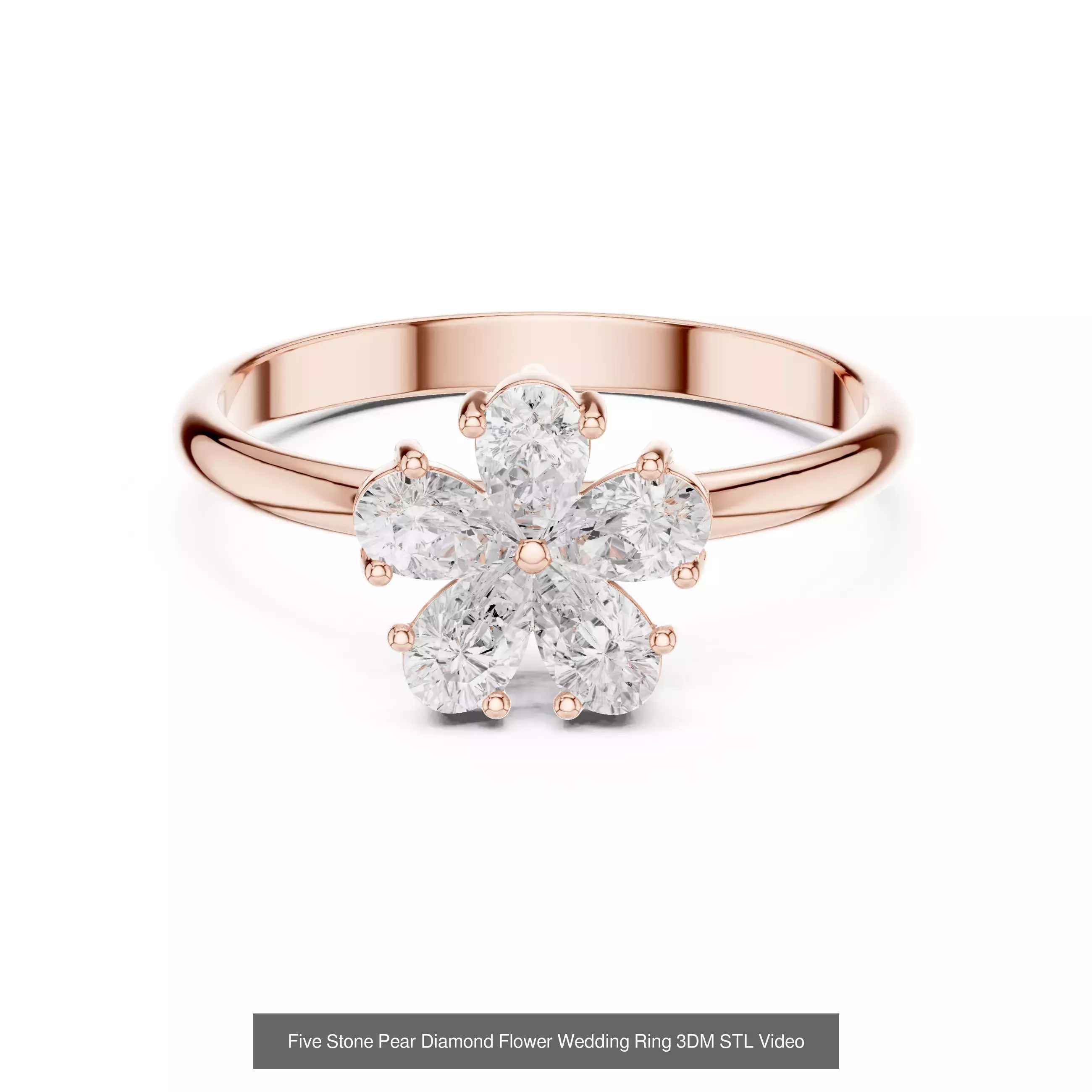 183 Pear Cut Diamond Ring 3DM STL OBJ FBX 3 Color Render Video 3D Model Collection_82