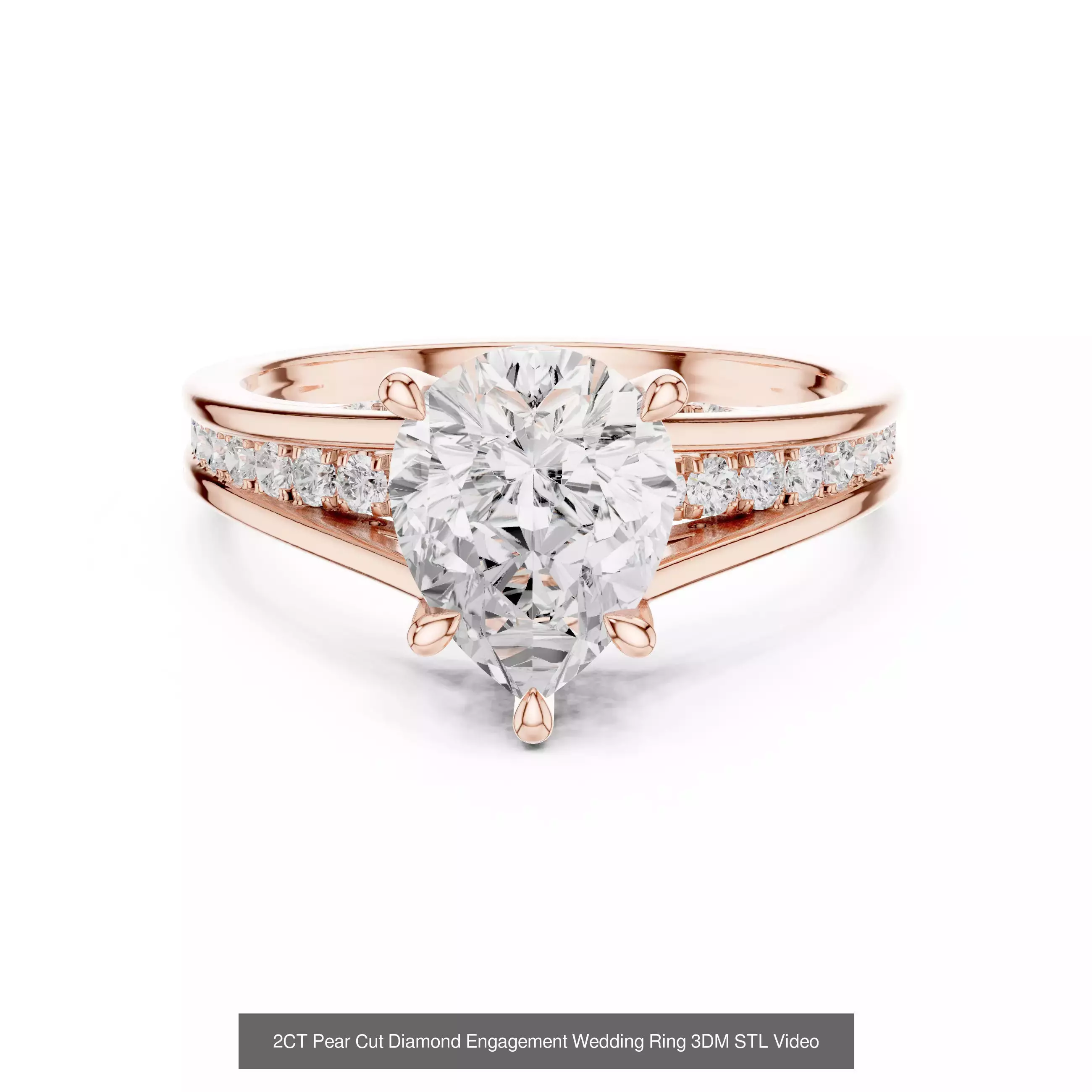 183 Pear Cut Diamond Ring 3DM STL OBJ FBX 3 Color Render Video 3D Model Collection_181