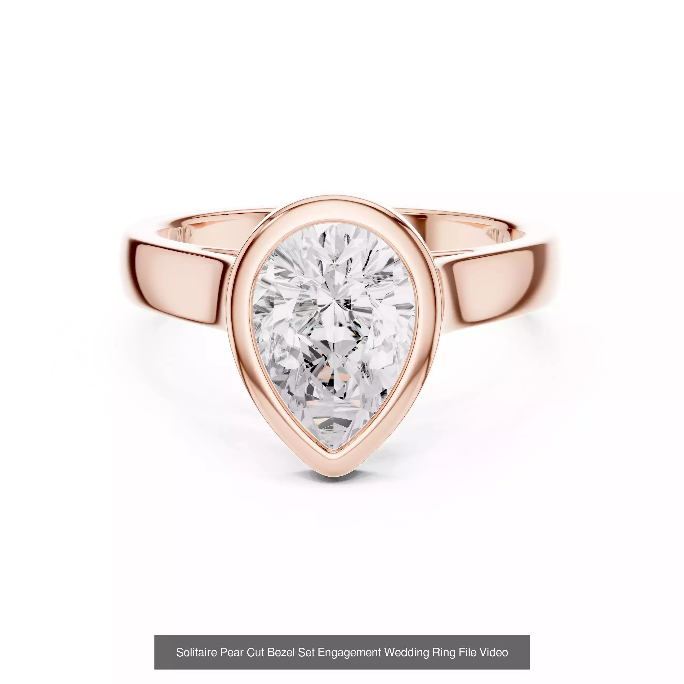 183 Pear Cut Diamond Ring 3DM STL OBJ FBX 3 Color Render Video 3D Model Collection_202