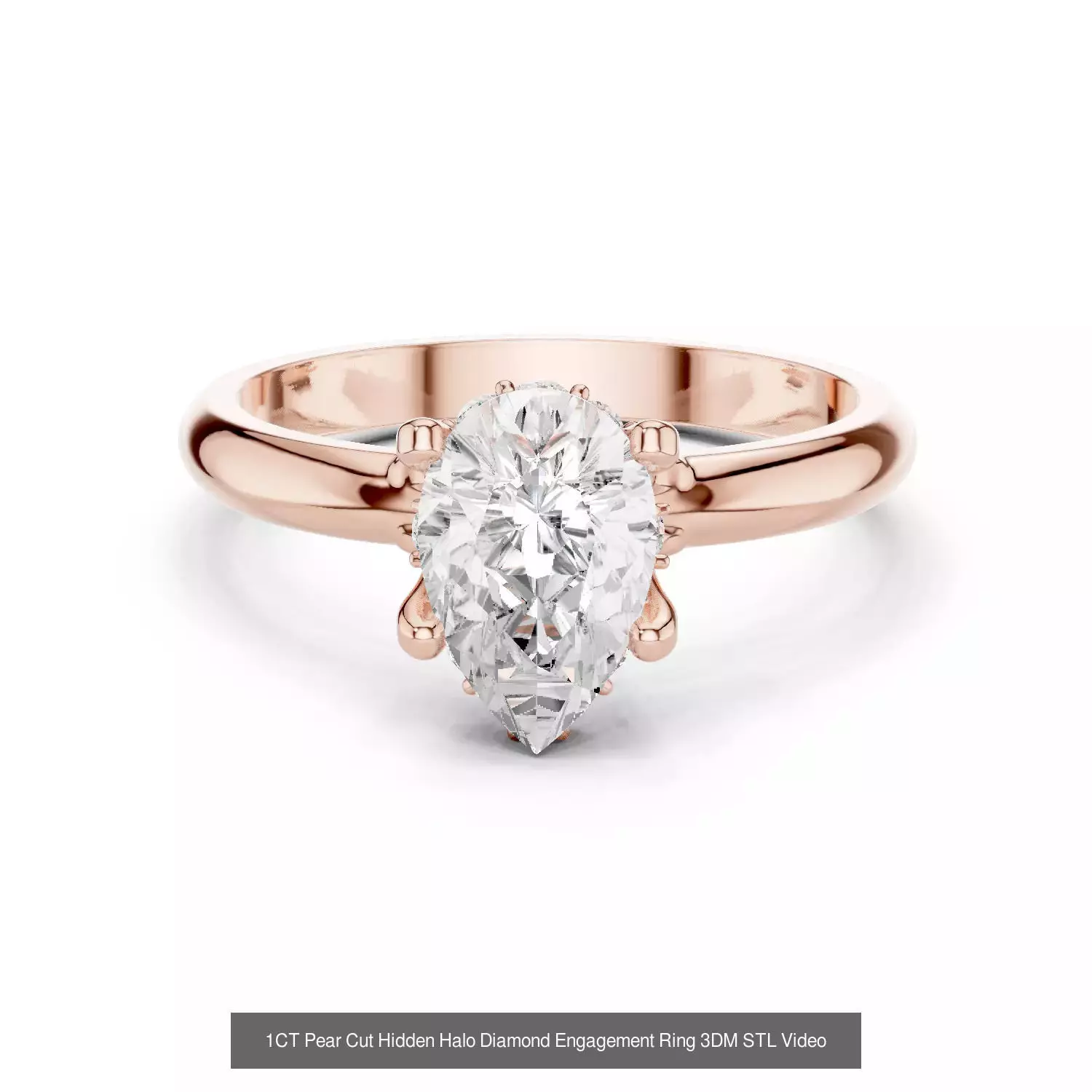 183 Pear Cut Diamond Ring 3DM STL OBJ FBX 3 Color Render Video 3D Model Collection_44