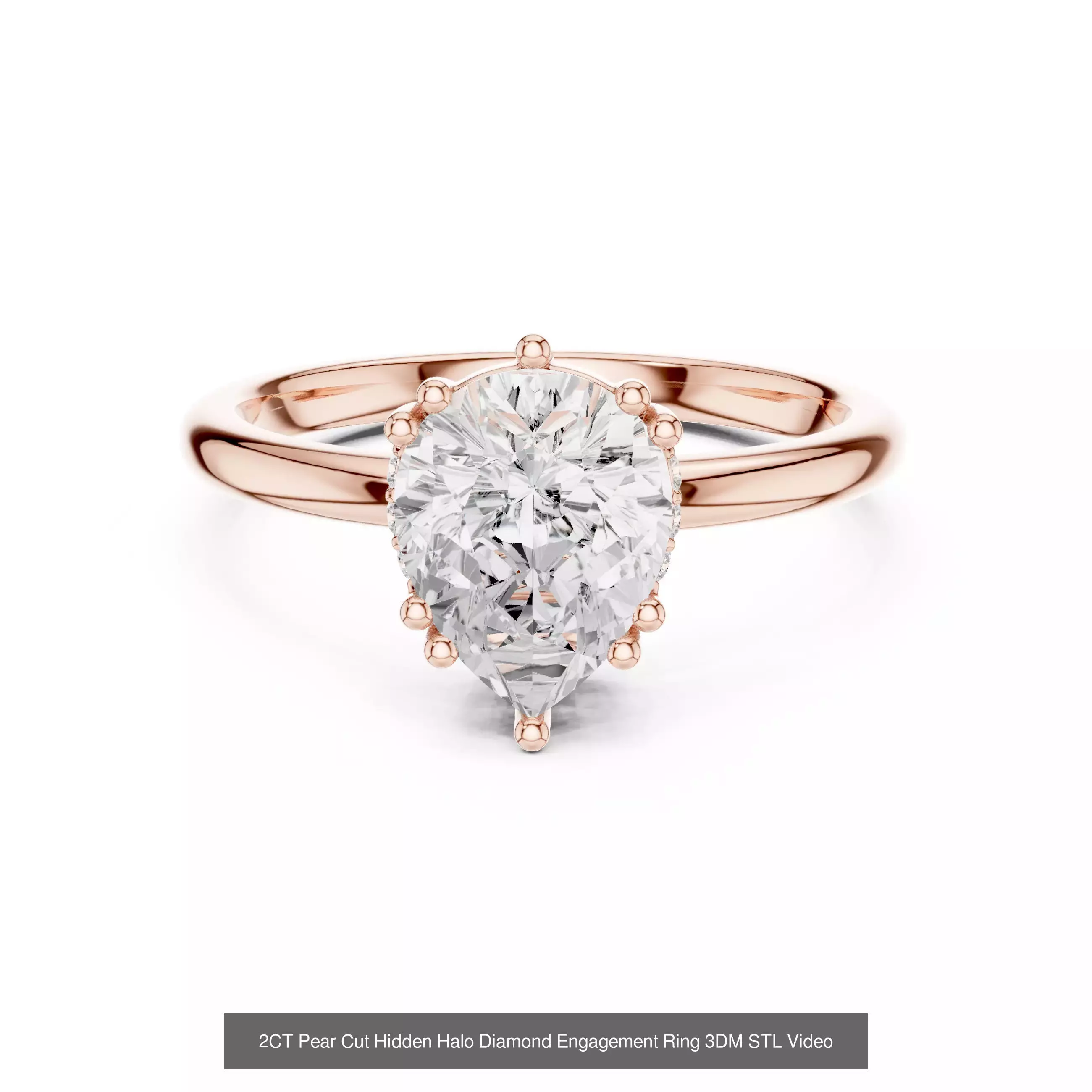 183 Pear Cut Diamond Ring 3DM STL OBJ FBX 3 Color Render Video 3D Model Collection_163