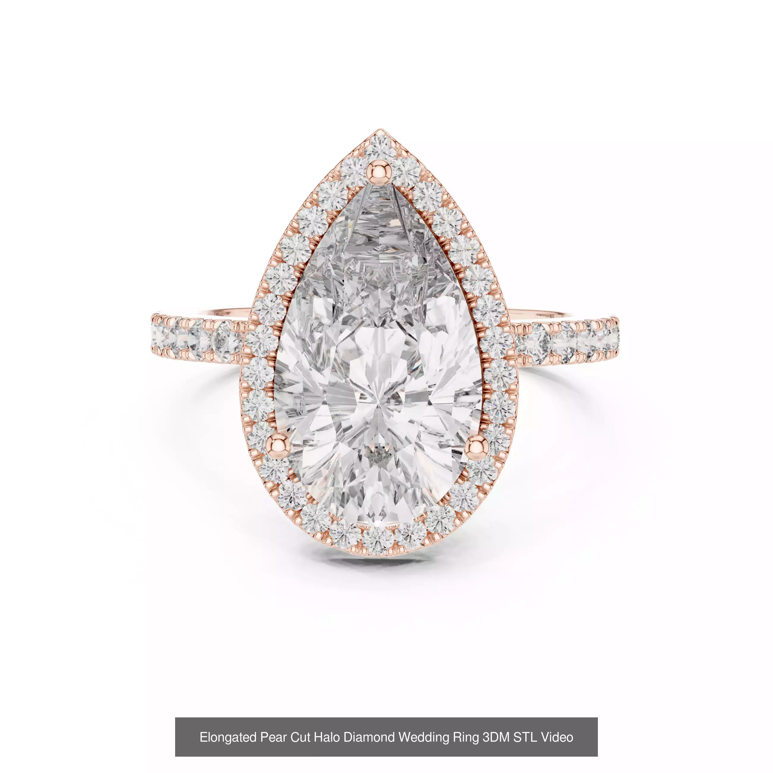 183 Pear Cut Diamond Ring 3DM STL OBJ FBX 3 Color Render Video 3D Model Collection_189