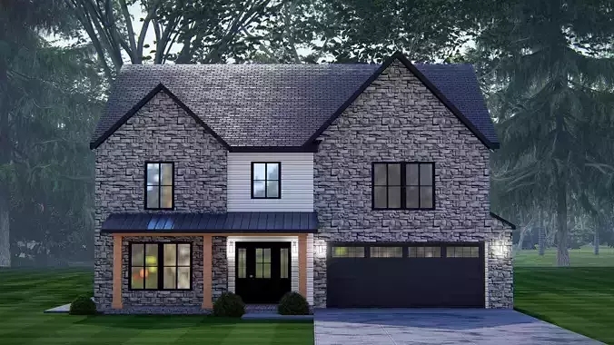 American Exterior House Design  Classic Modern Country Home