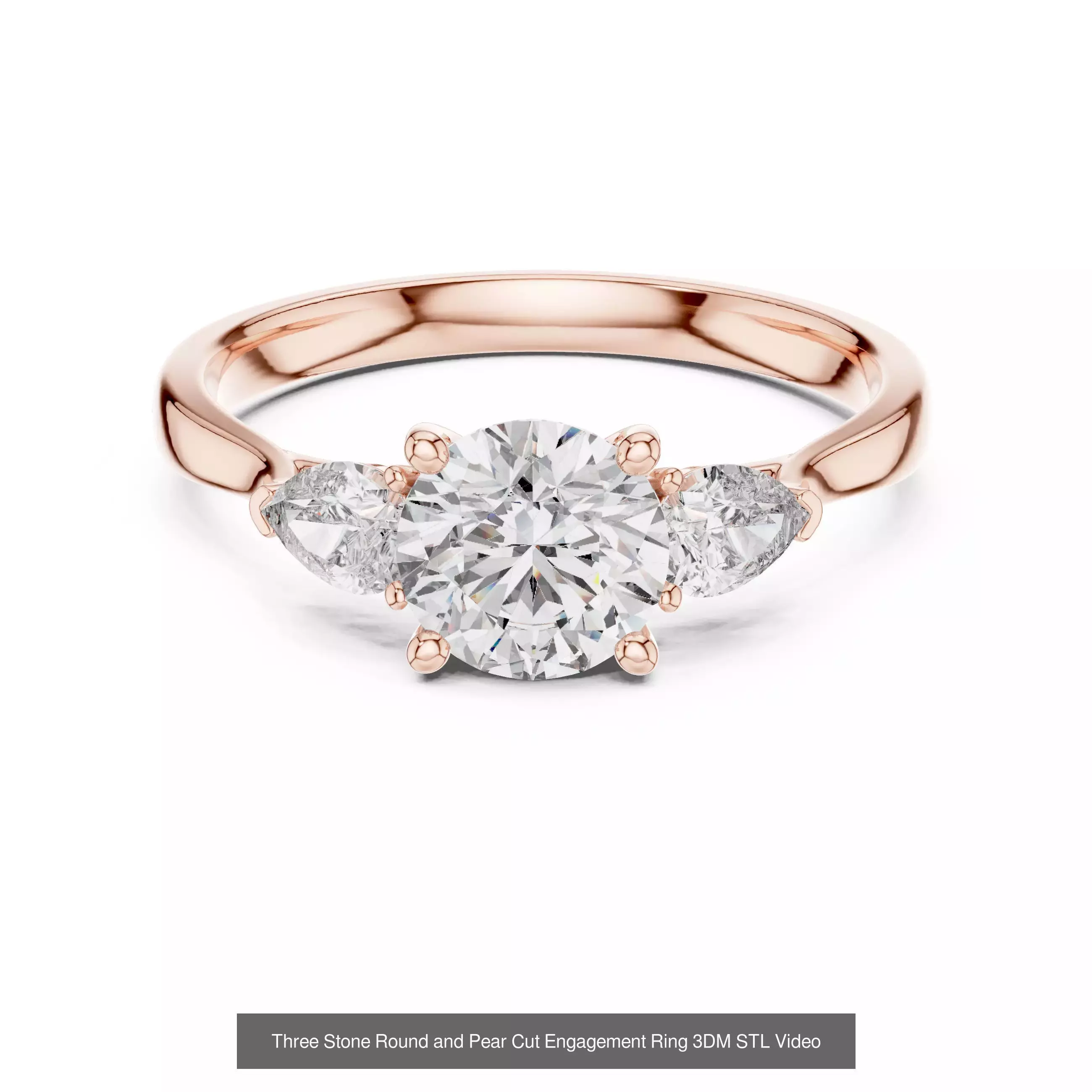 55 Side Pear Diamond Rings 3DM STL OBJ FBX 3 Color Render Video 3D Model Collection_23