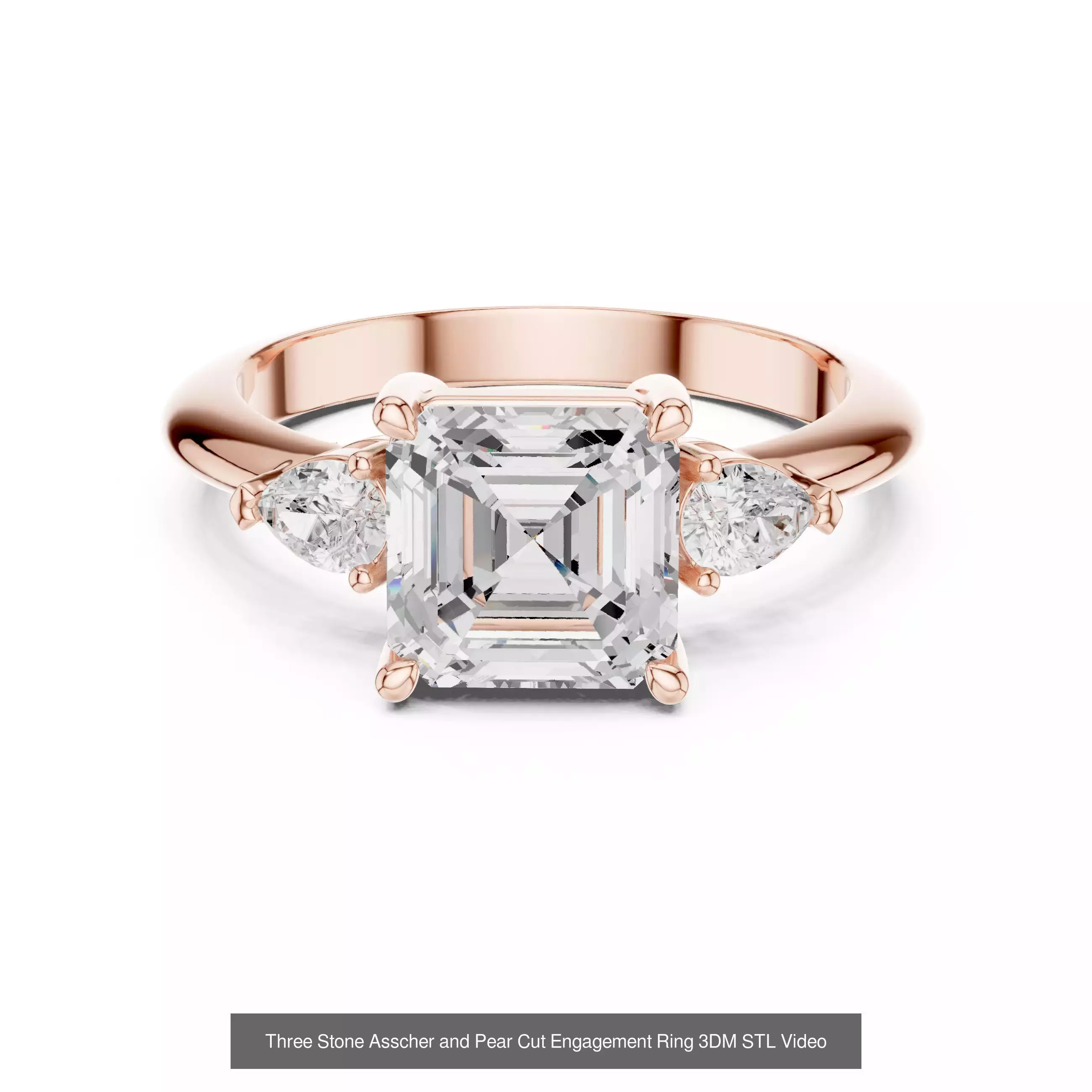 55 Side Pear Diamond Rings 3DM STL OBJ FBX 3 Color Render Video 3D Model Collection_11