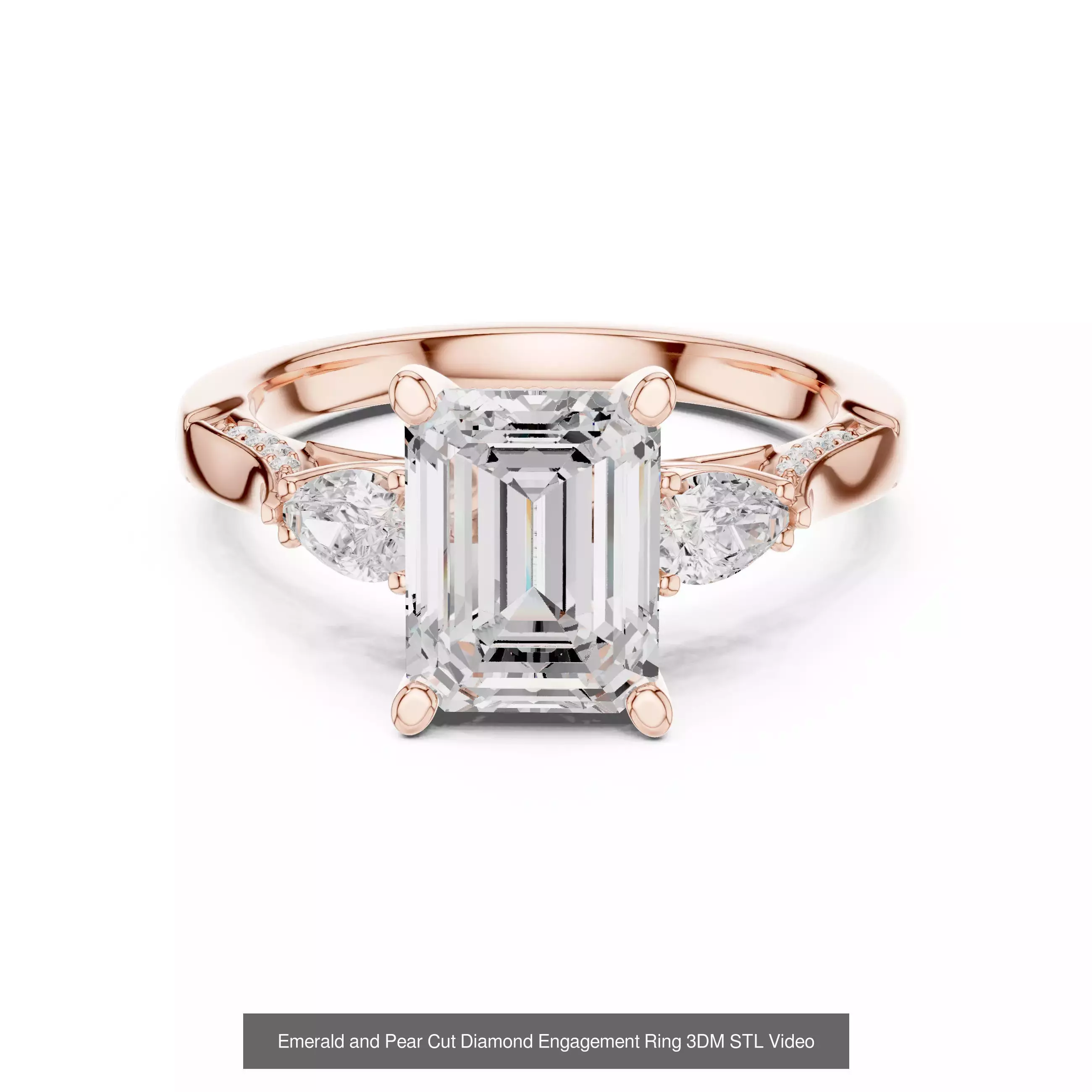 55 Side Pear Diamond Rings 3DM STL OBJ FBX 3 Color Render Video 3D Model Collection_42