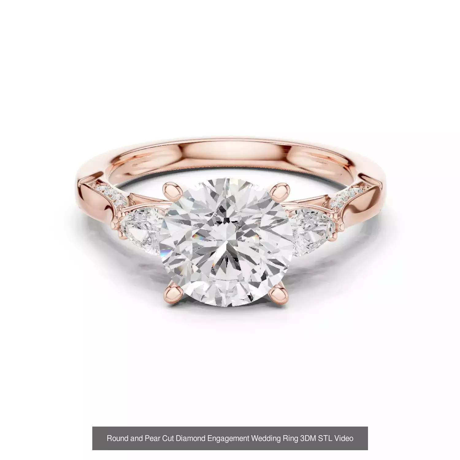 55 Side Pear Diamond Rings 3DM STL OBJ FBX 3 Color Render Video 3D Model Collection_45